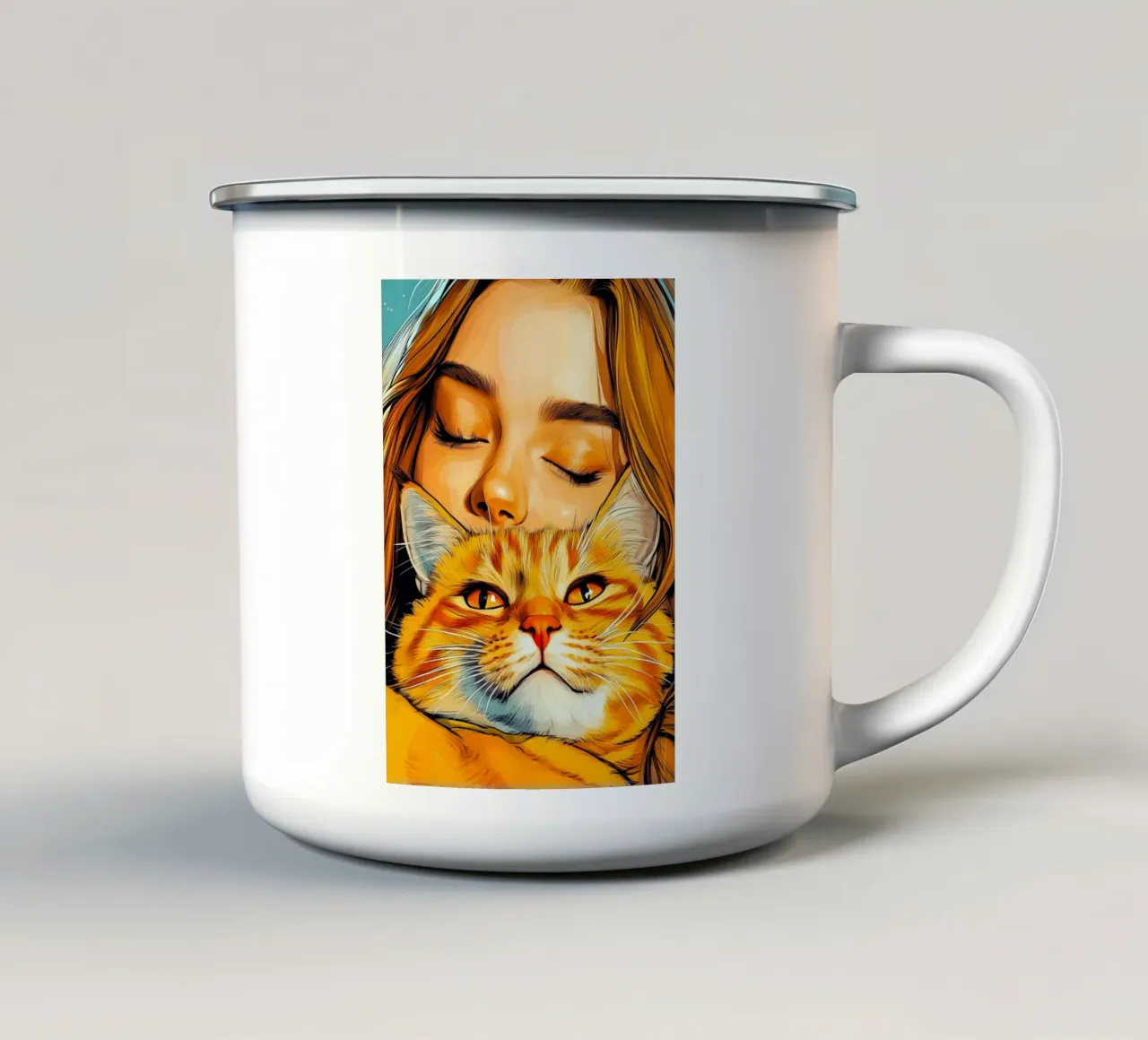 Ti amo gattino 3 tazza in smalto da Justyna Jaszke JBJart
