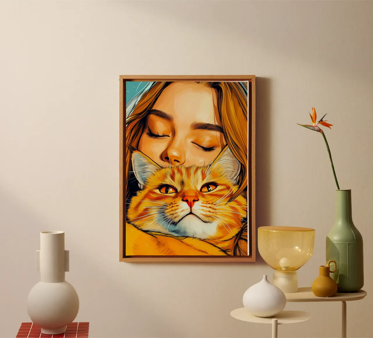Ti amo gattino 3 tela con Cornice a cassetta da Justyna Jaszke JBJart