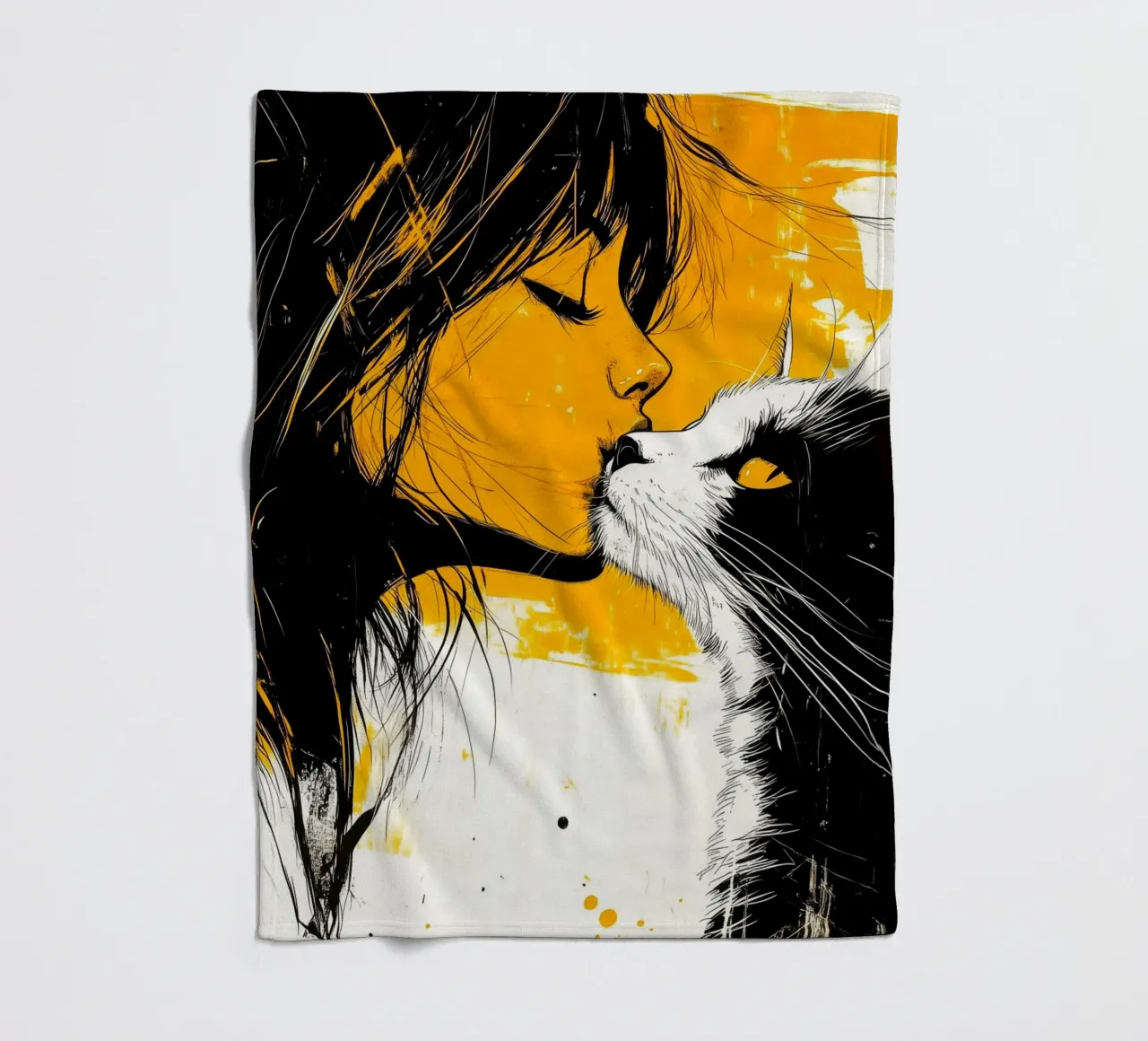 I love You kitty 4 fleece blanket by Justyna Jaszke JBJart