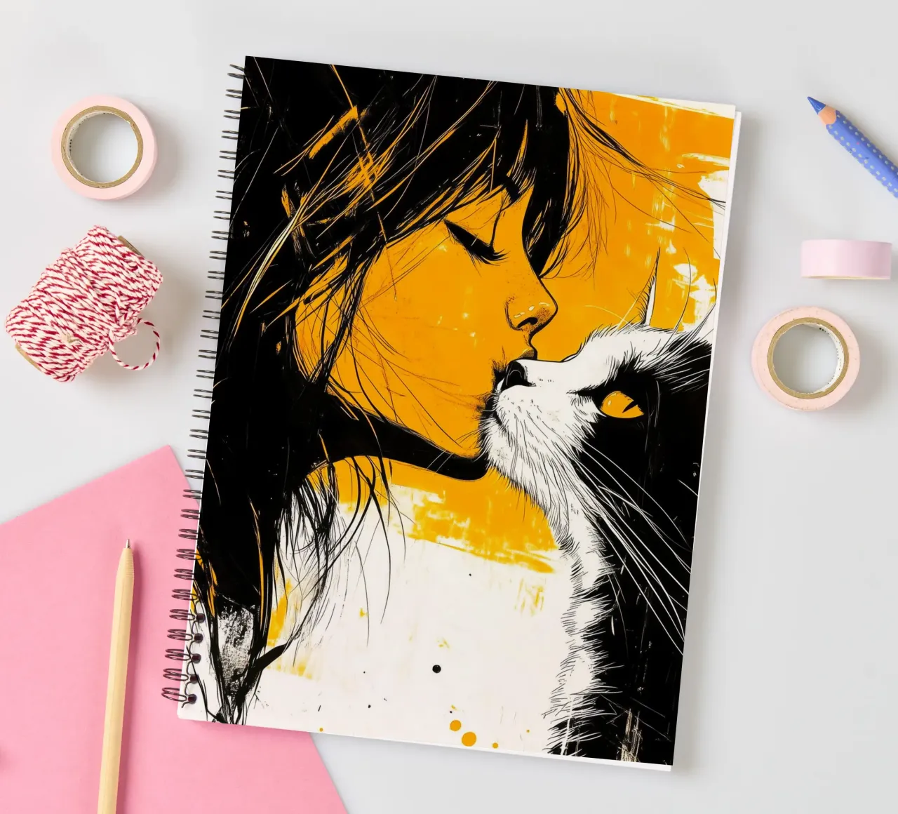 I love You kitty 4 spiral notebook by Justyna Jaszke JBJart