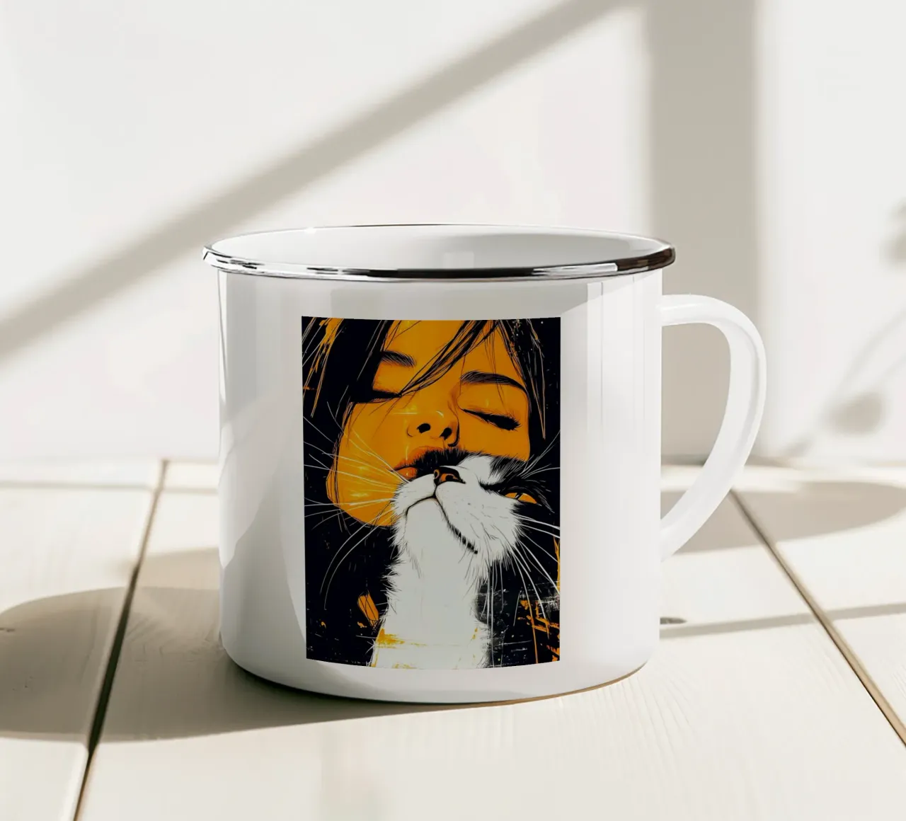 Ti amo gattino 5 tazza in smalto da Justyna Jaszke JBJart