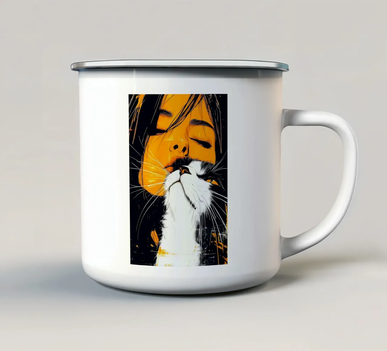 Ti amo gattino 5 tazza in smalto da Justyna Jaszke JBJart