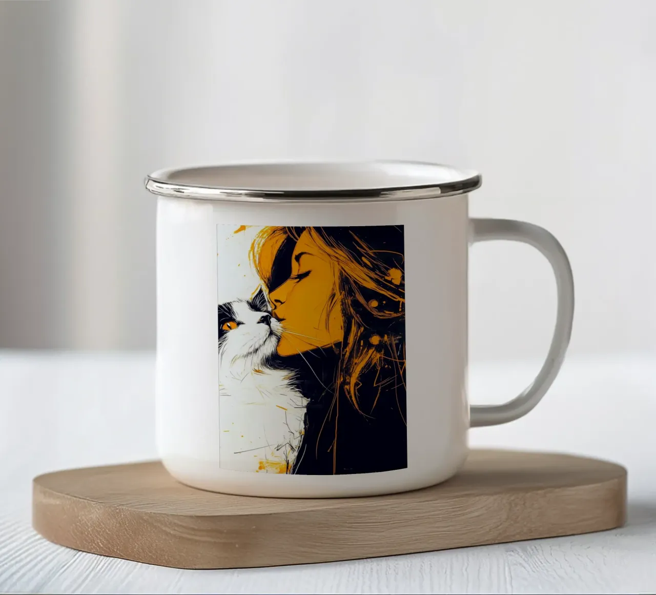 Ti amo gattino 6 tazza in smalto da Justyna Jaszke JBJart