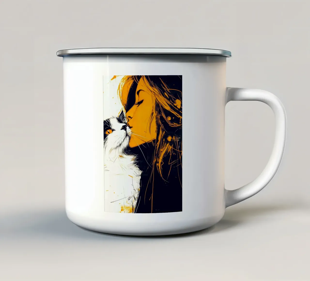 Ti amo gattino 6 tazza in smalto da Justyna Jaszke JBJart
