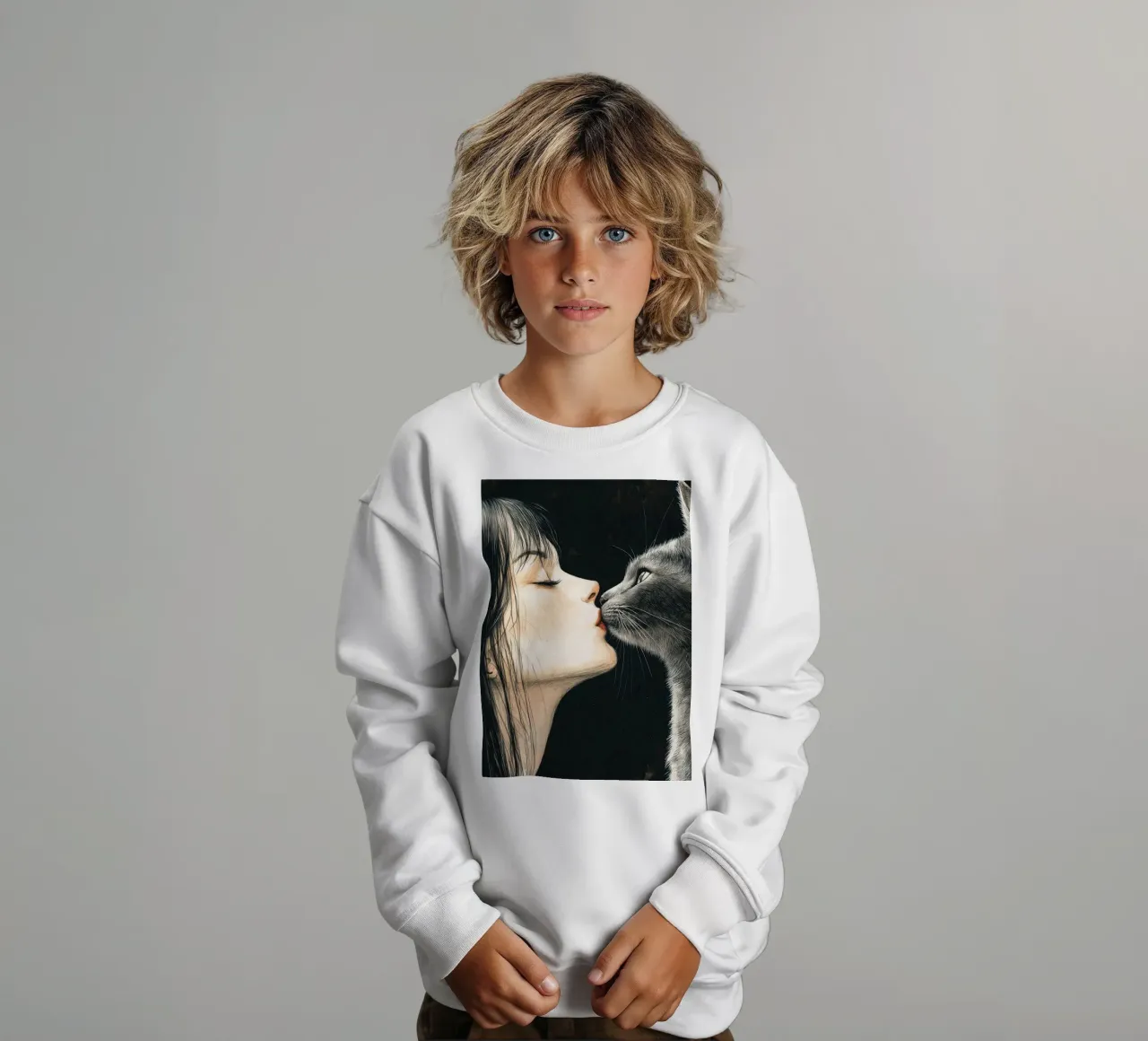 Ti amo gattino 8 felpa bambino da Justyna Jaszke JBJart