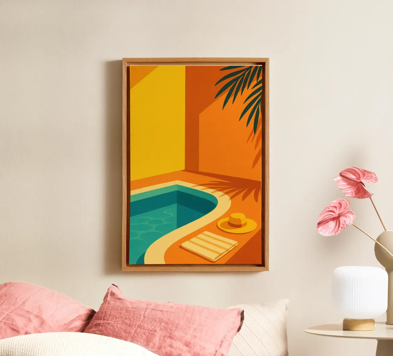 Golden Poolside Serenity tela con Cornice a cassetta da Mosaic Dialogue