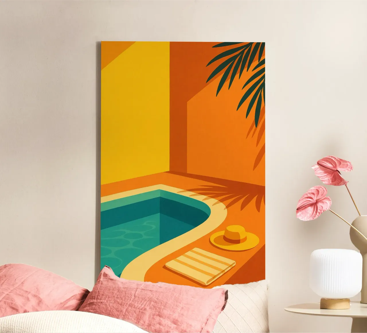 Golden Poolside Serenity tela con Cornice a cassetta da Mosaic Dialogue