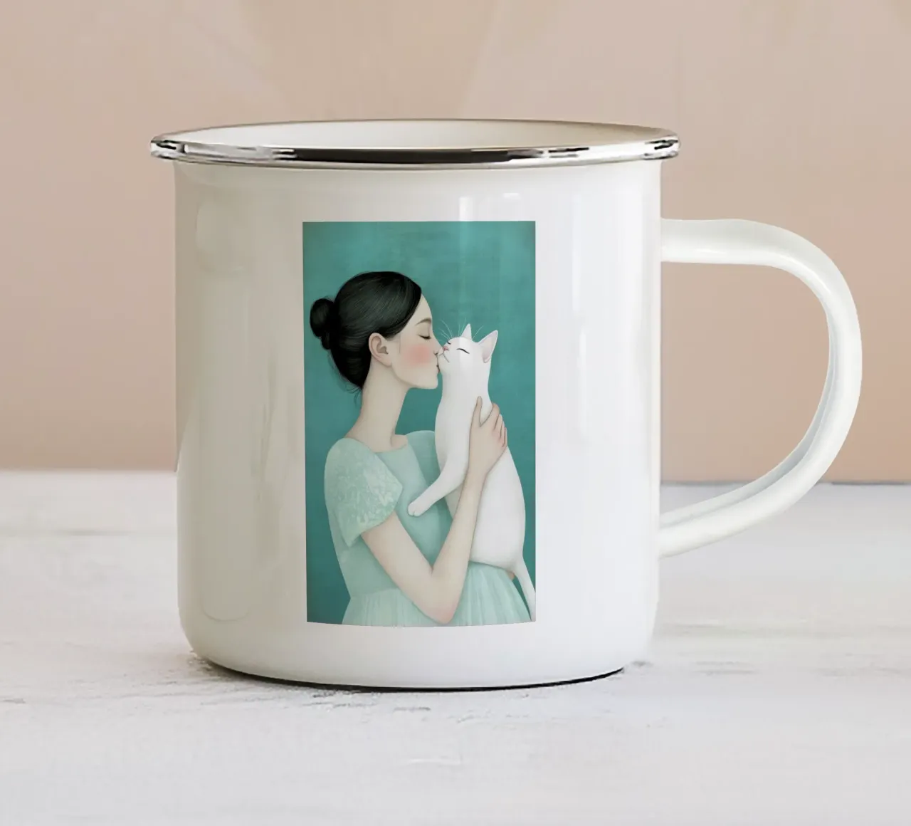 Ti amo gattino 9 tazza in smalto da Justyna Jaszke JBJart