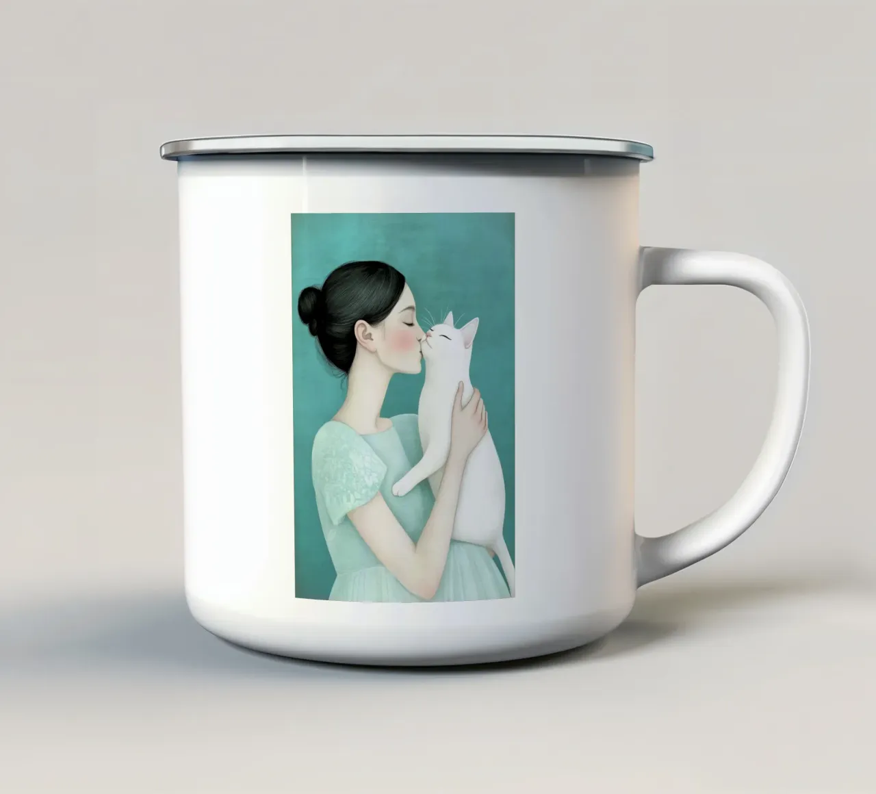 Ti amo gattino 9 tazza in smalto da Justyna Jaszke JBJart