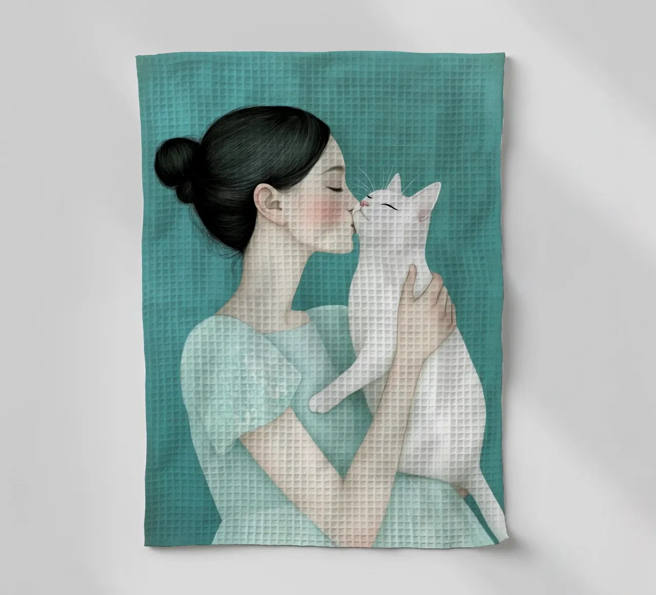 Je t'aime Kitty 9 torchon de Justyna Jaszke JBJart