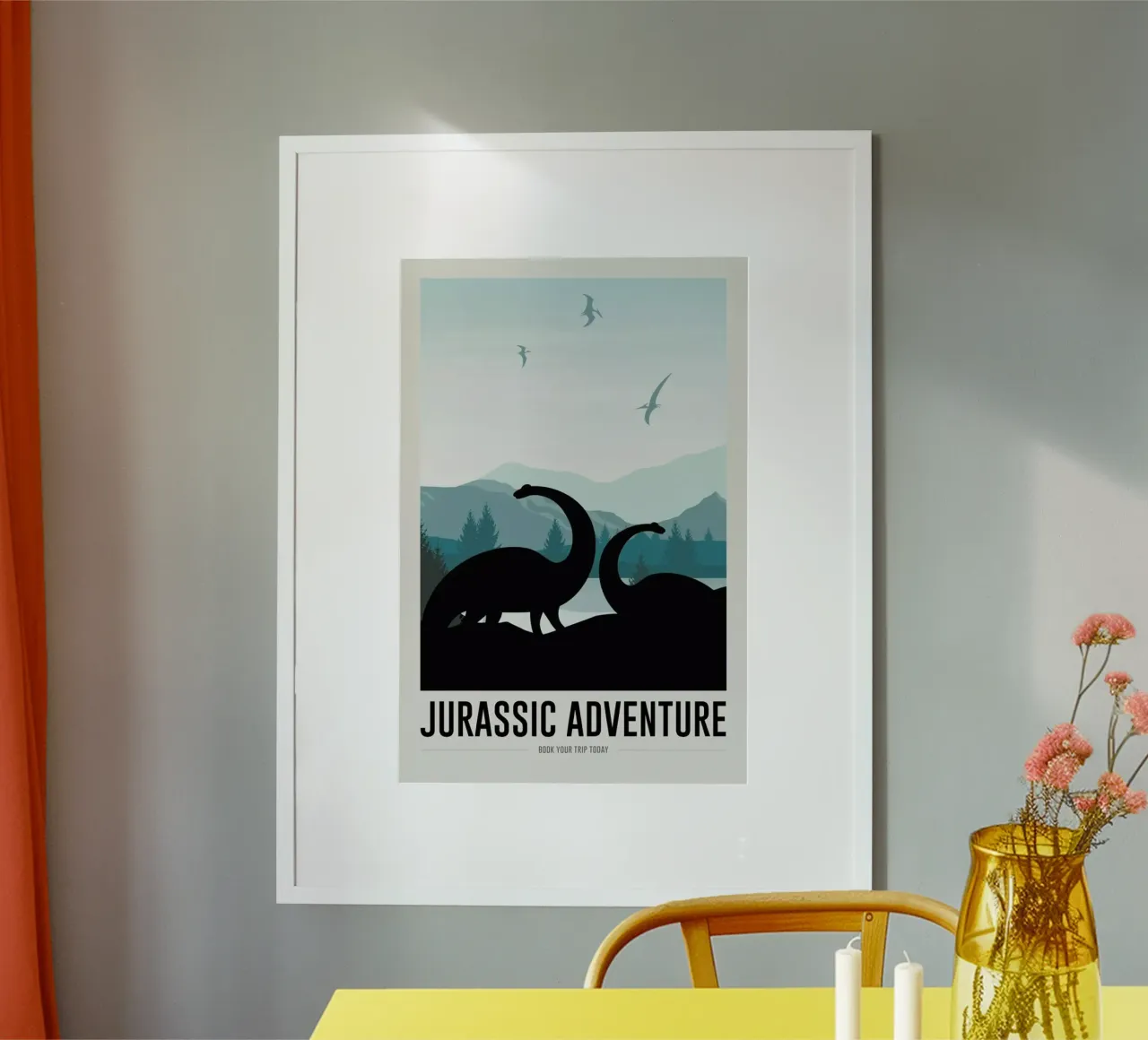 Jurassic Adventure I poster con marco de plástico de daylight design studio