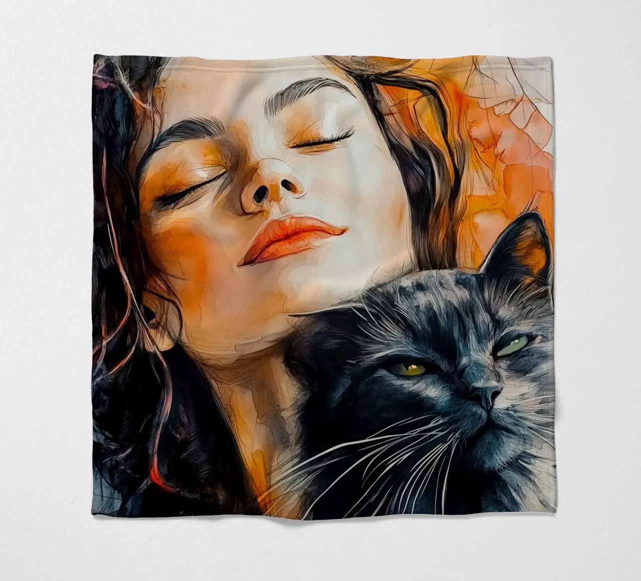 Ti amo gattino 10 coperta in pile da Justyna Jaszke JBJart