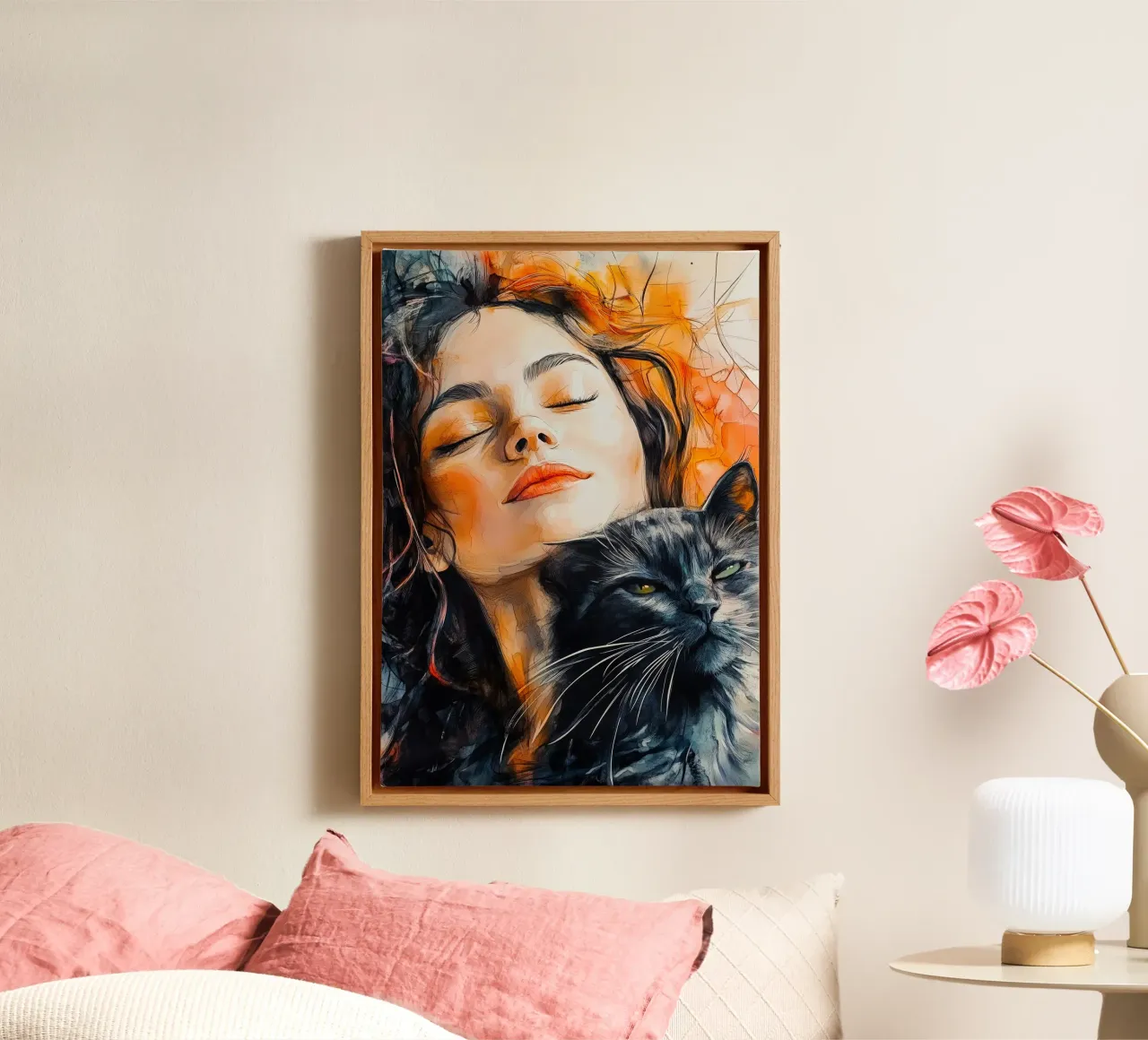 Ich liebe Dich Kitty 10 Leinwand mit Schattenfugenrahmen von Justyna Jaszke JBJart