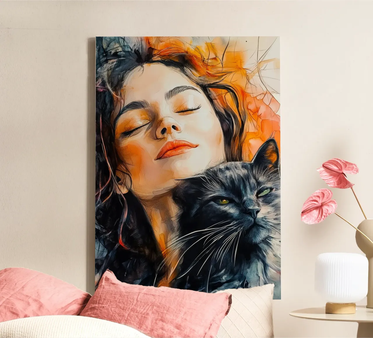 Ich liebe Dich Kitty 10 Leinwand mit Schattenfugenrahmen von Justyna Jaszke JBJart