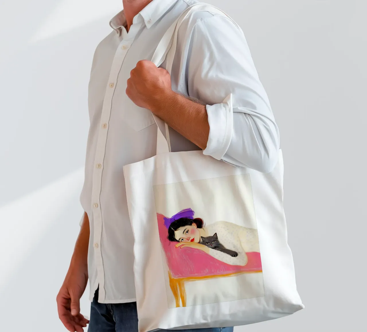 I love You kitty 11 tote bag by Justyna Jaszke JBJart