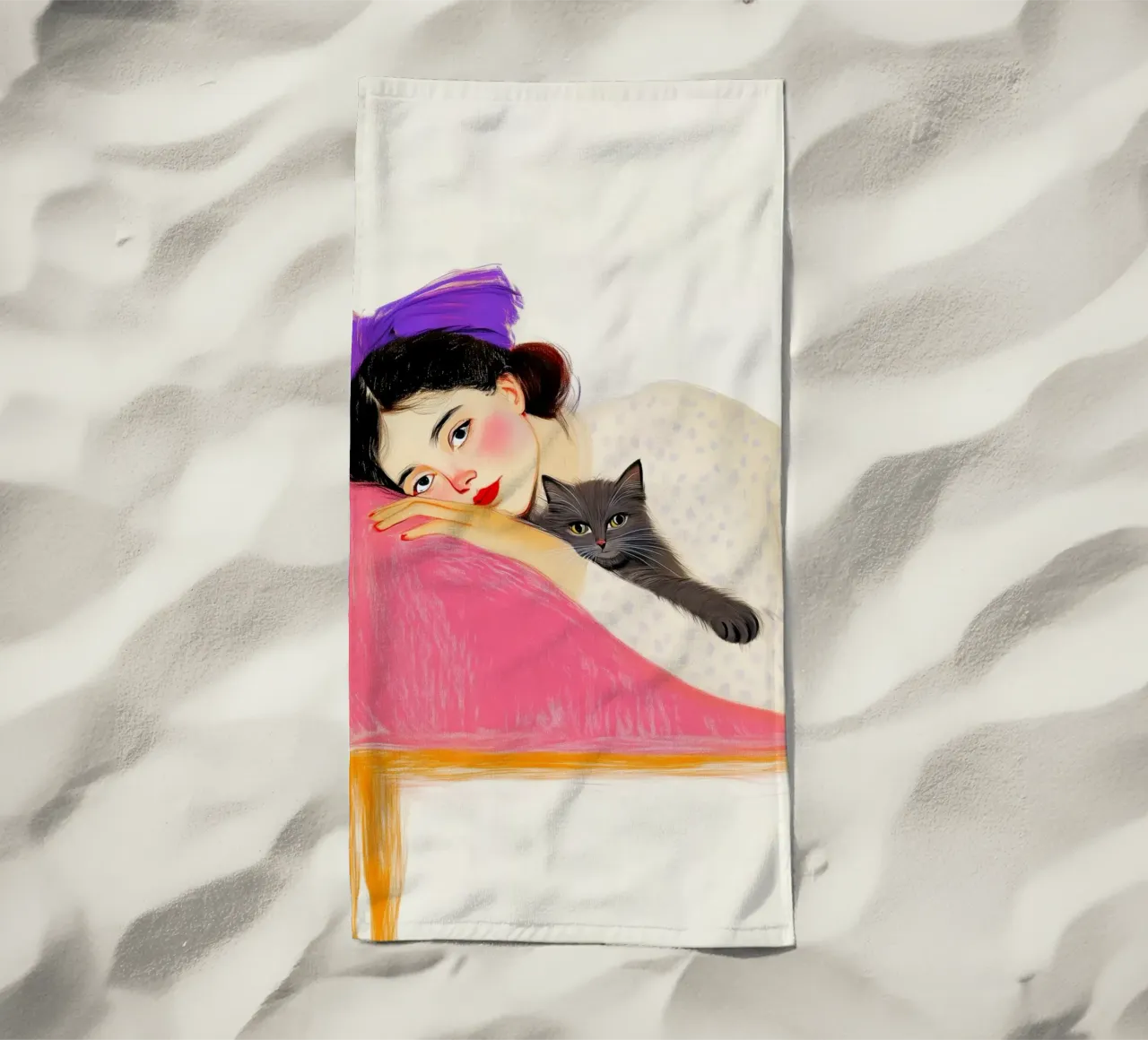 I love You kitty 11 beach towel by Justyna Jaszke JBJart