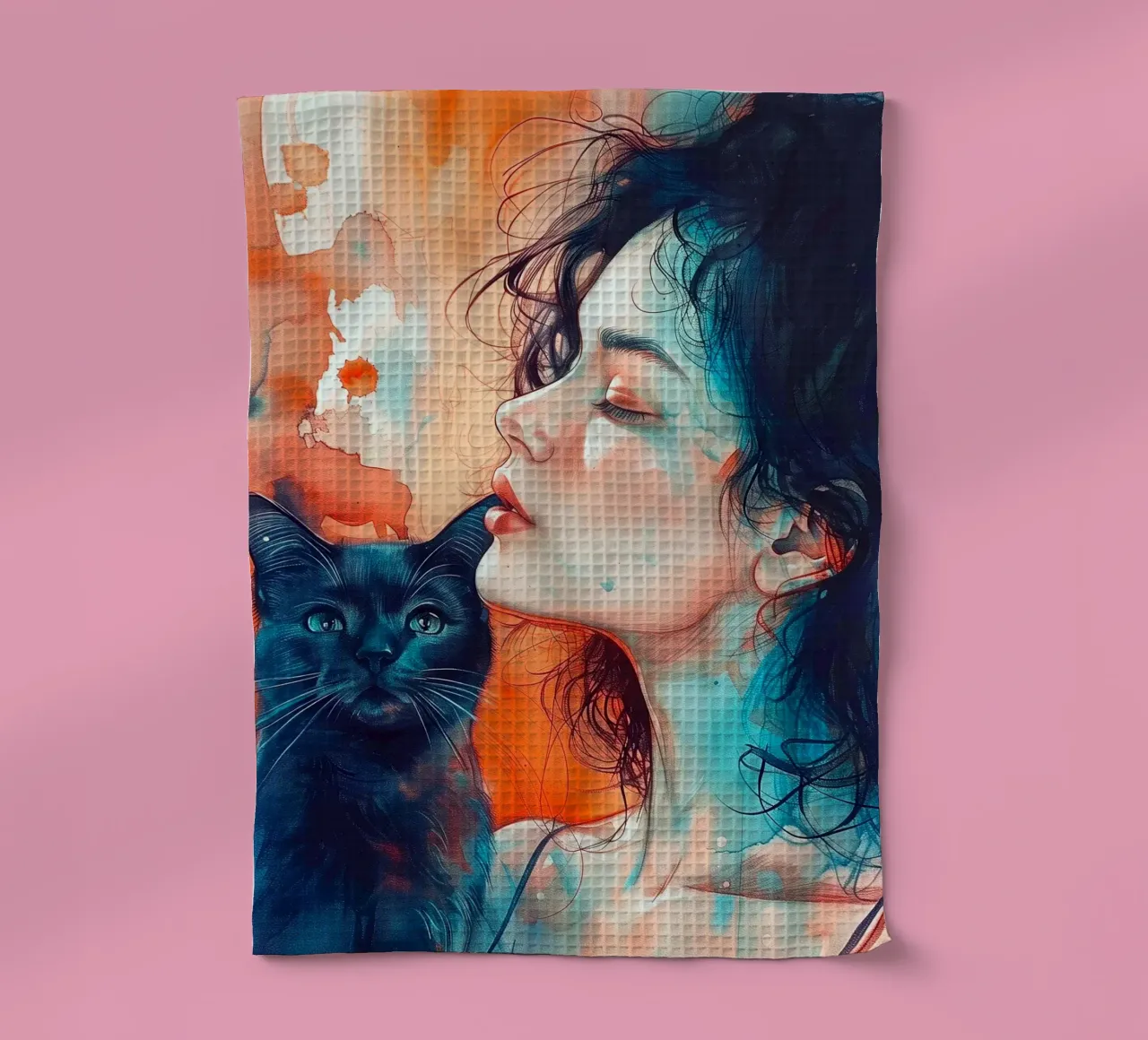 Je t'aime Kitty 14 torchon de Justyna Jaszke JBJart
