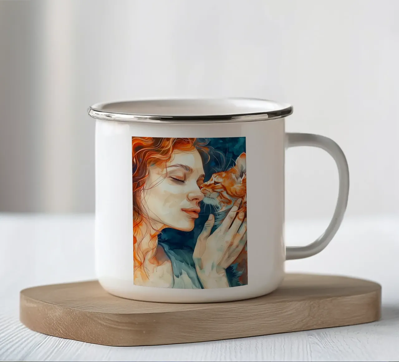 Ti amo gattino 15 tazza in smalto da Justyna Jaszke JBJart