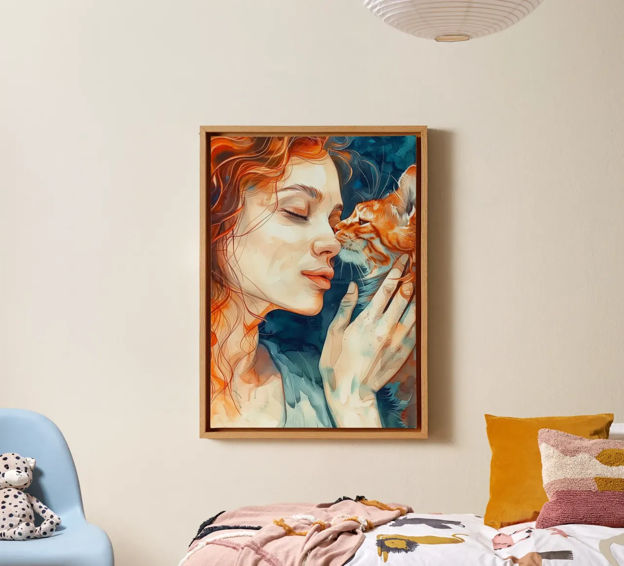 Ti amo gattino 15 tela con Cornice a cassetta da Justyna Jaszke JBJart