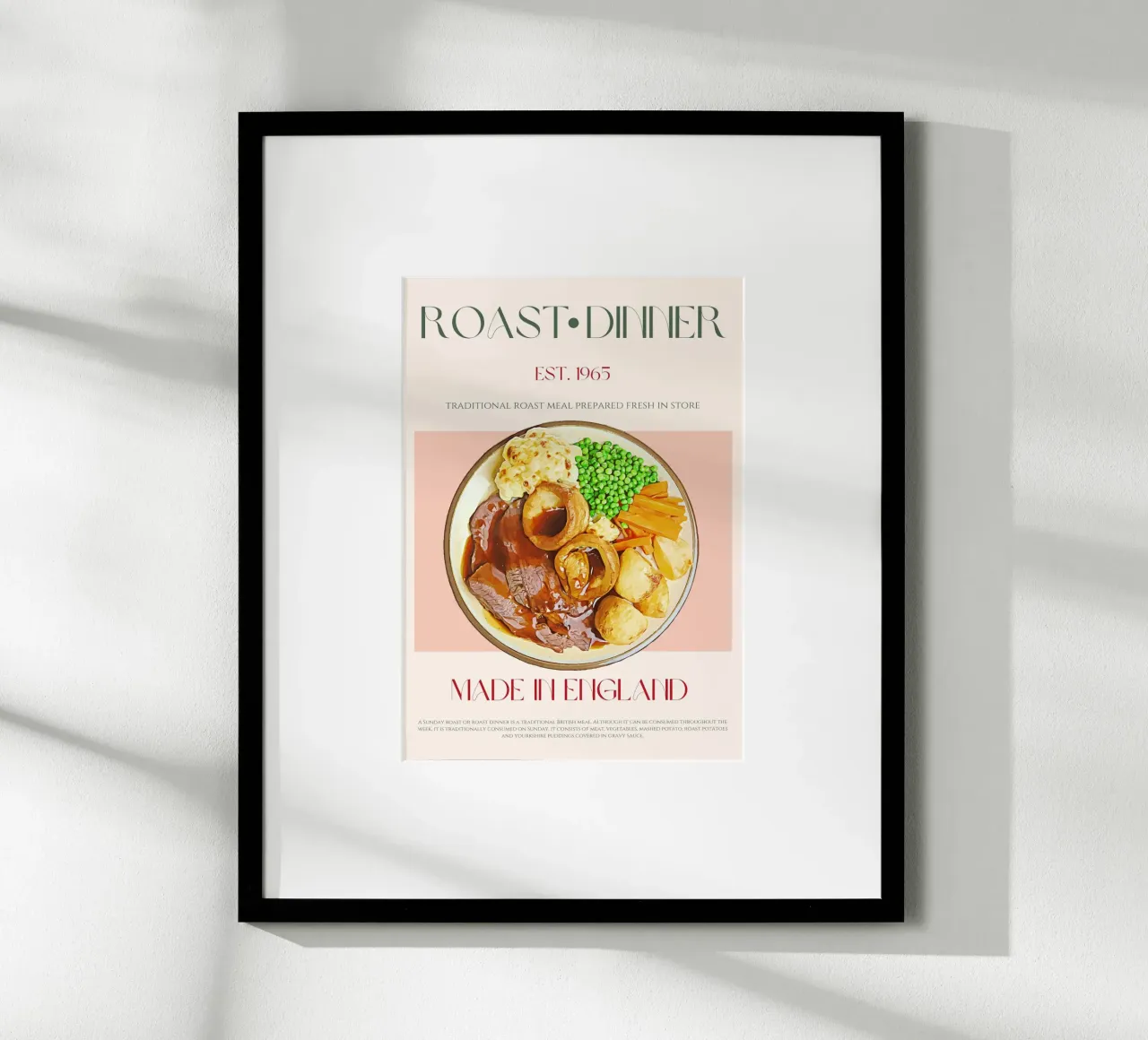 Stampa cena arrosto all'inglese poster con telaio in plastica da KOKRPrints