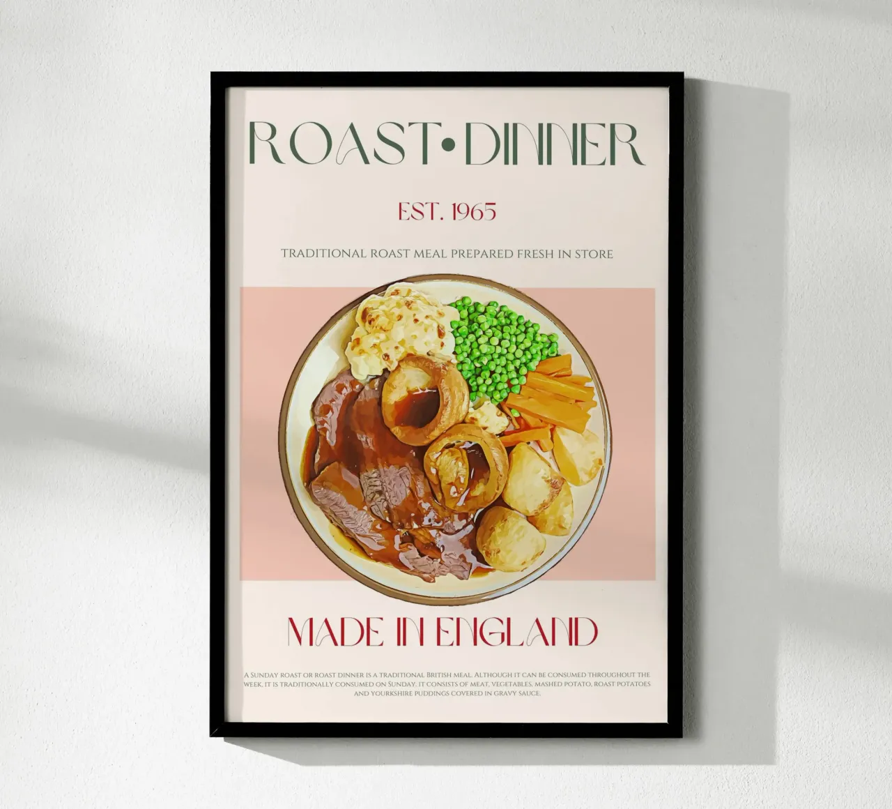 Stampa cena arrosto all'inglese poster con telaio in plastica da KOKRPrints