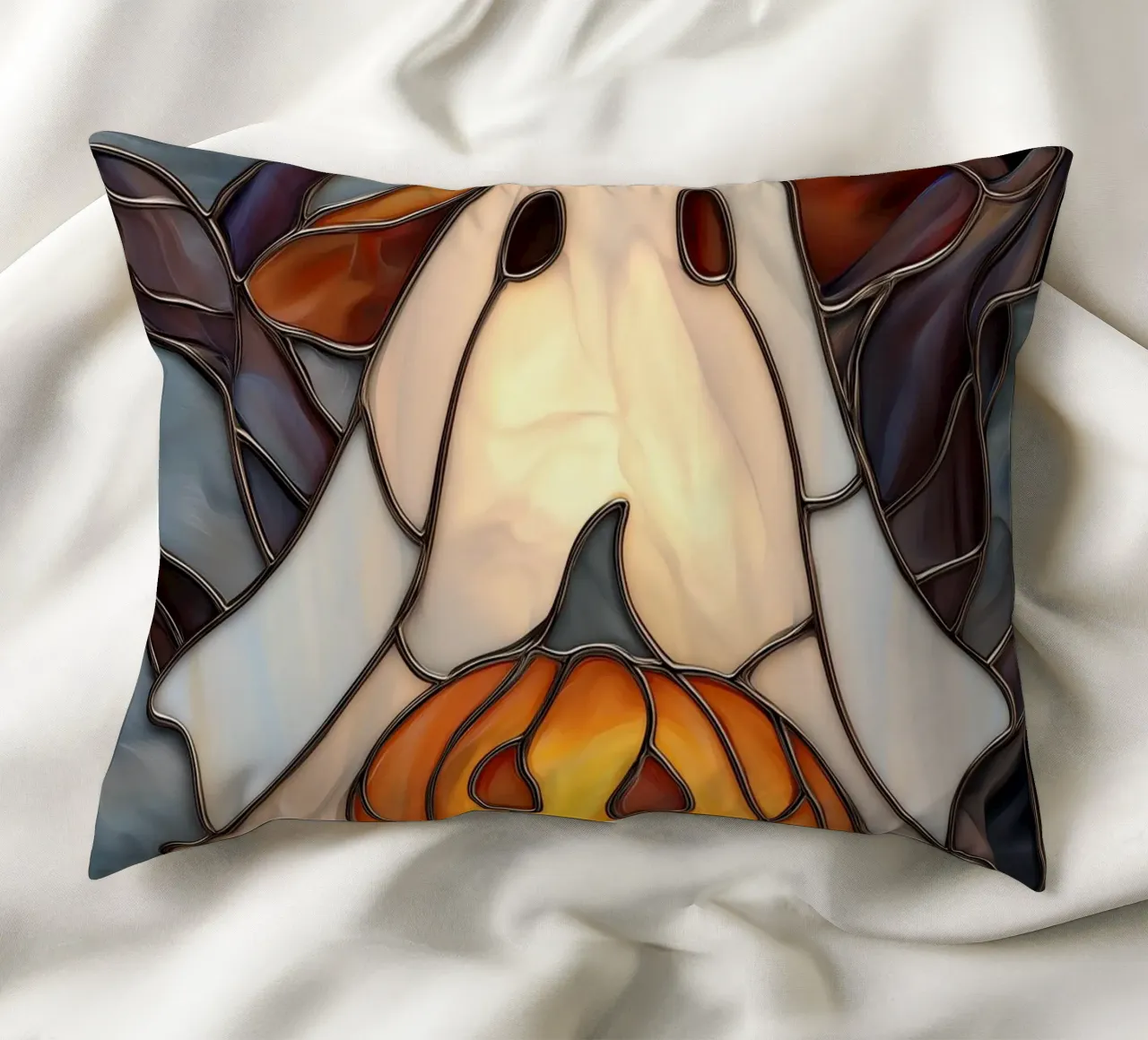 Fantasma di Halloween con lanterna di zucca cuscino da Fleur de Lys