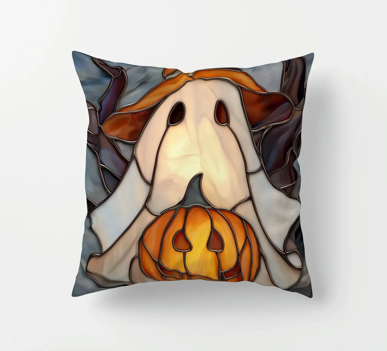 Fantasma di Halloween con lanterna di zucca cuscino da Fleur de Lys