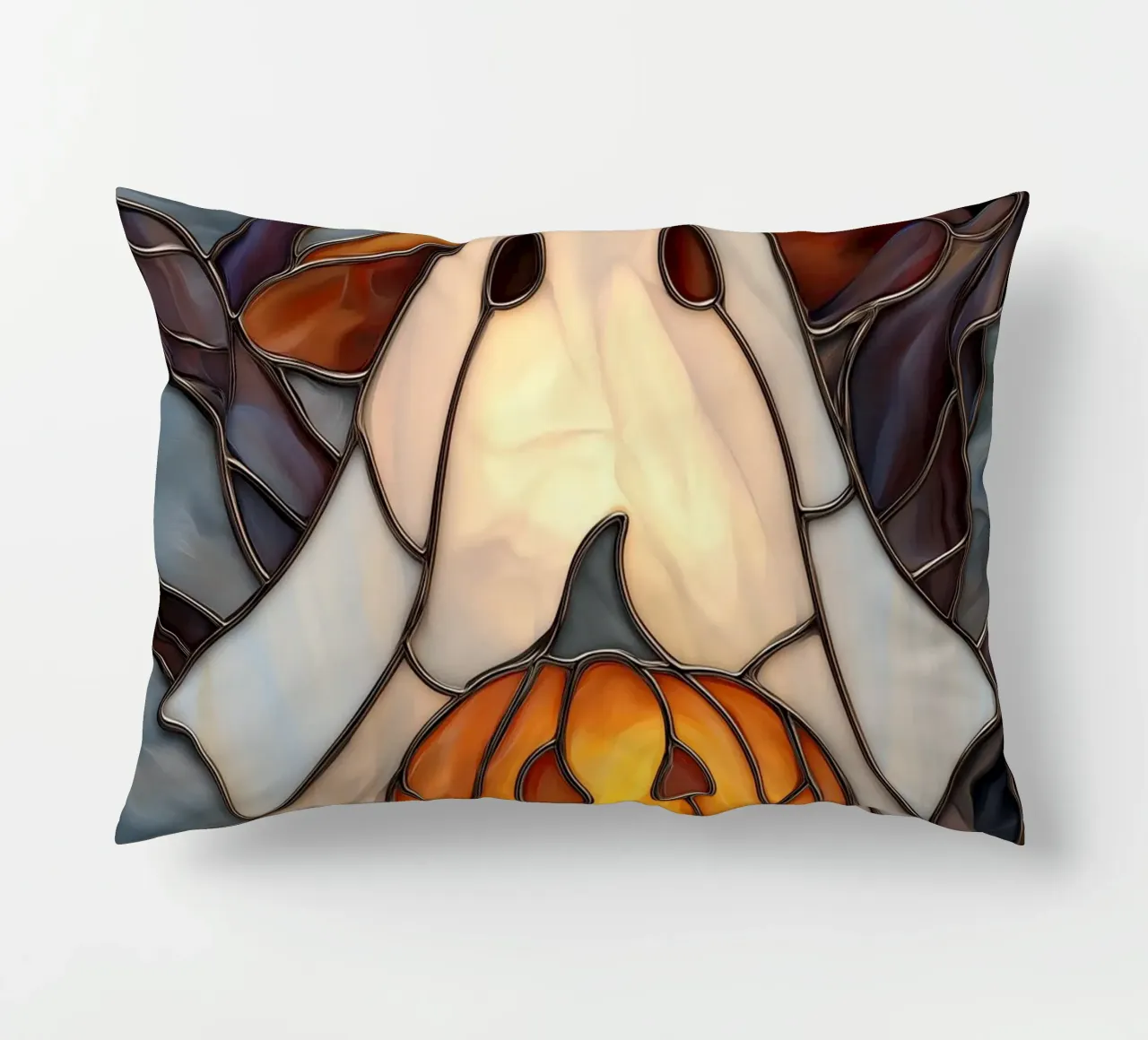 Fantasma di Halloween con lanterna di zucca cuscino da Fleur de Lys