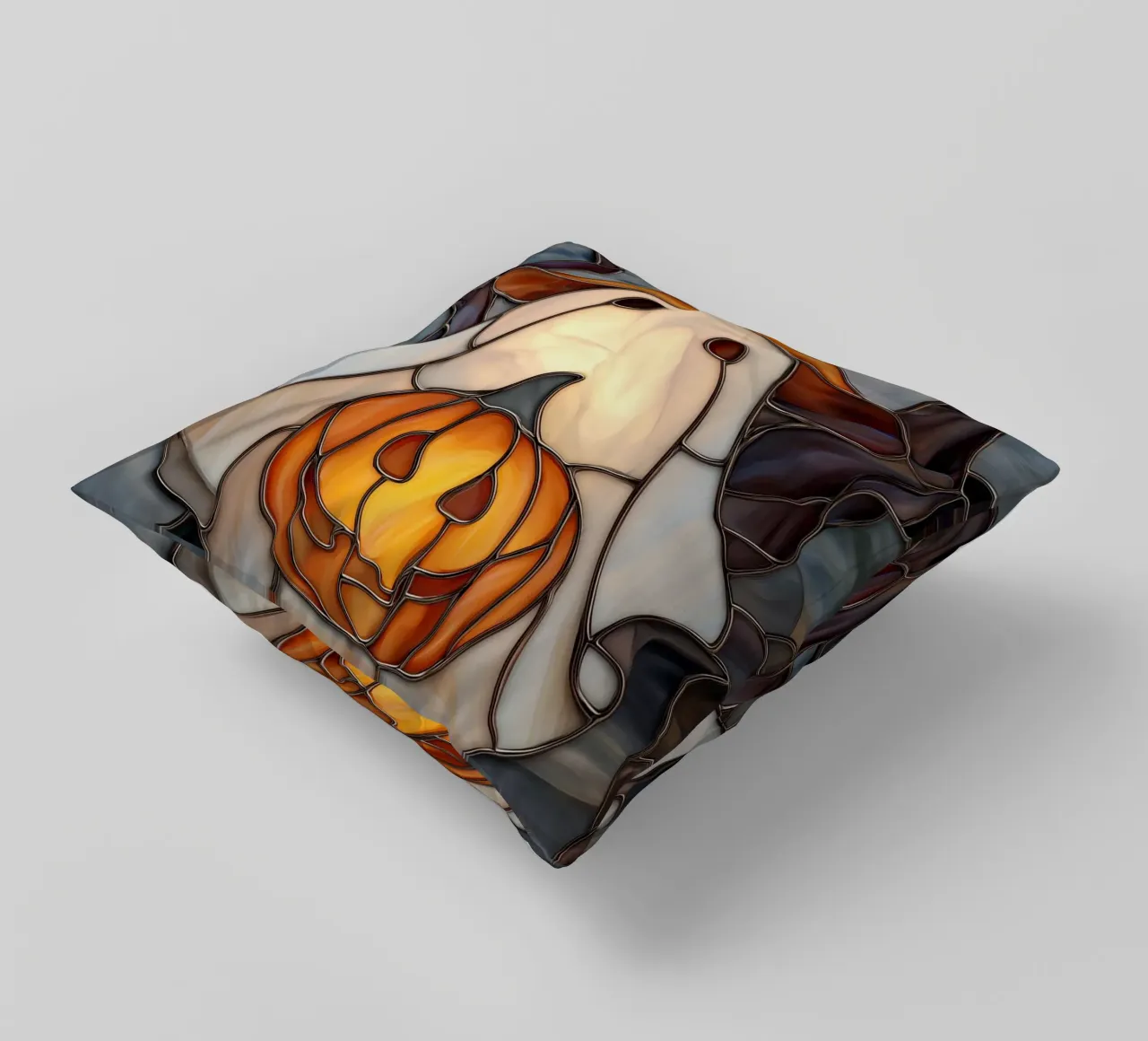 Fantasma di Halloween con lanterna di zucca cuscino da Fleur de Lys