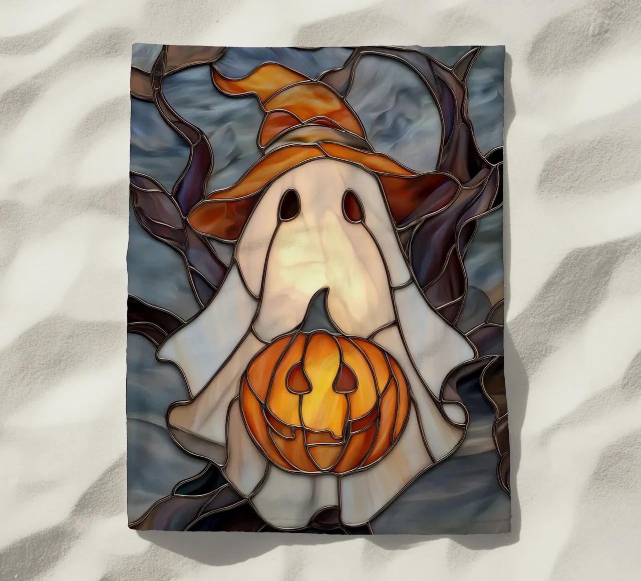 Fantasma di Halloween con lanterna di zucca telo mare da Fleur de Lys