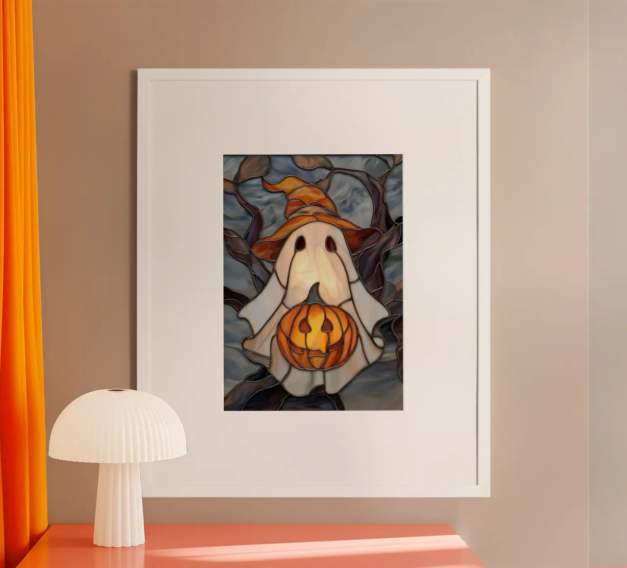 Fantasma di Halloween con lanterna di zucca poster da Fleur de Lys