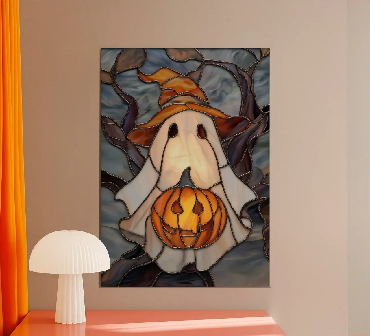Fantasma di Halloween con lanterna di zucca poster da Fleur de Lys