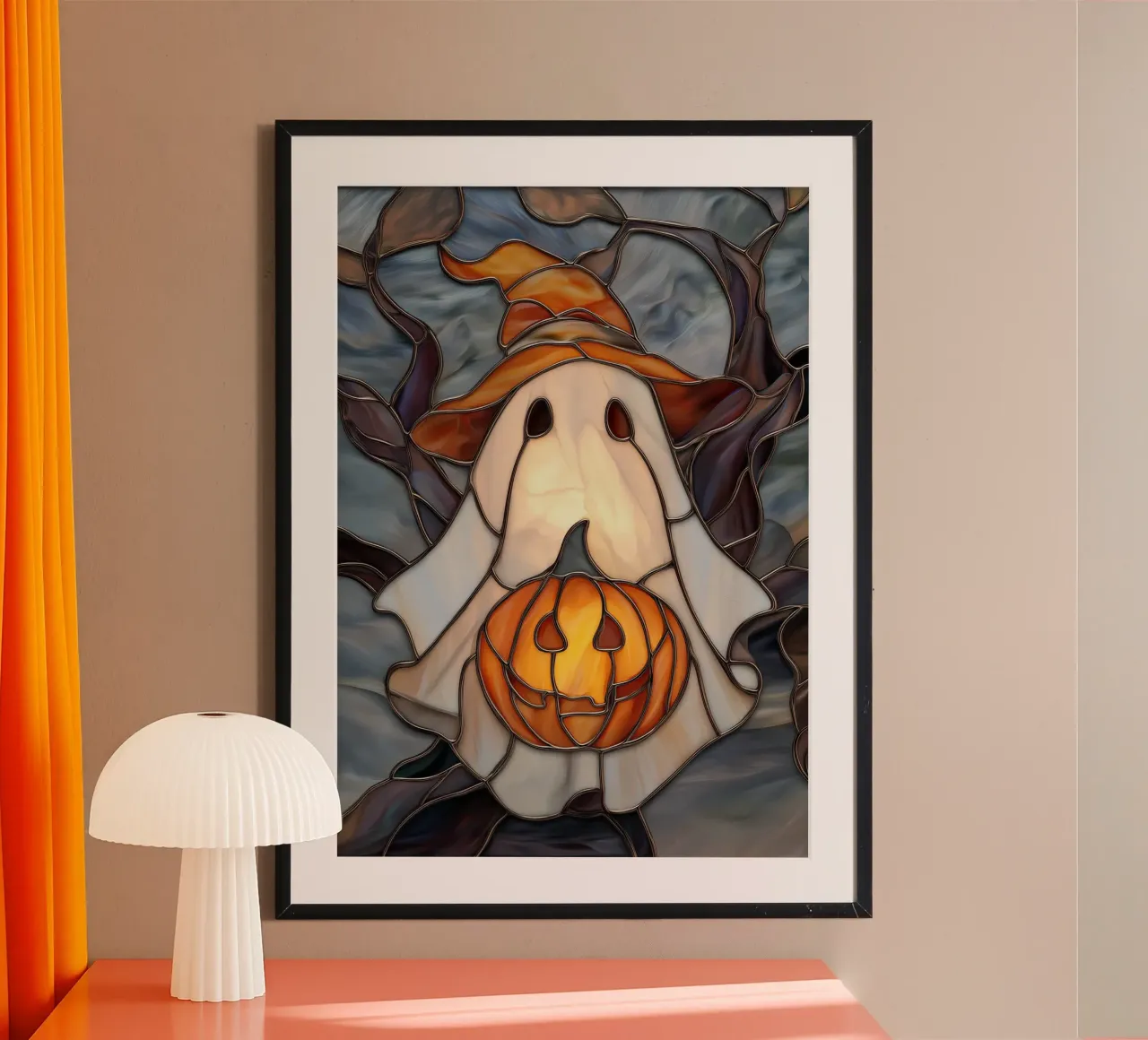 Fantasma di Halloween con lanterna di zucca poster da Fleur de Lys