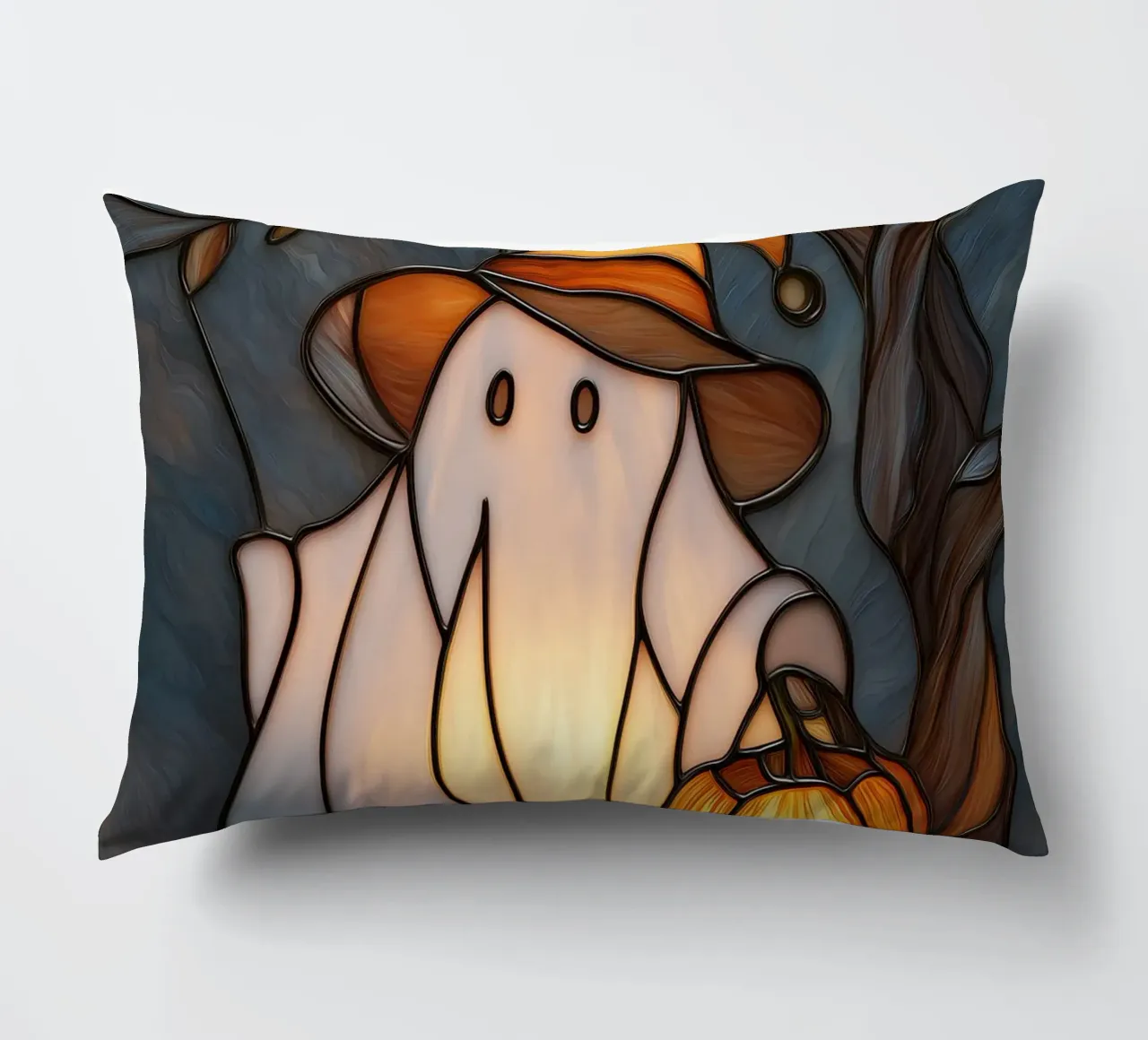 Fantasma di Halloween con lanterna di zucca cuscino da Fleur de Lys