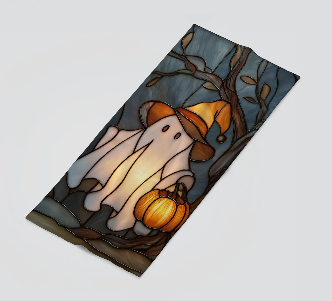 Fantasma di Halloween con lanterna di zucca telo mare da Fleur de Lys