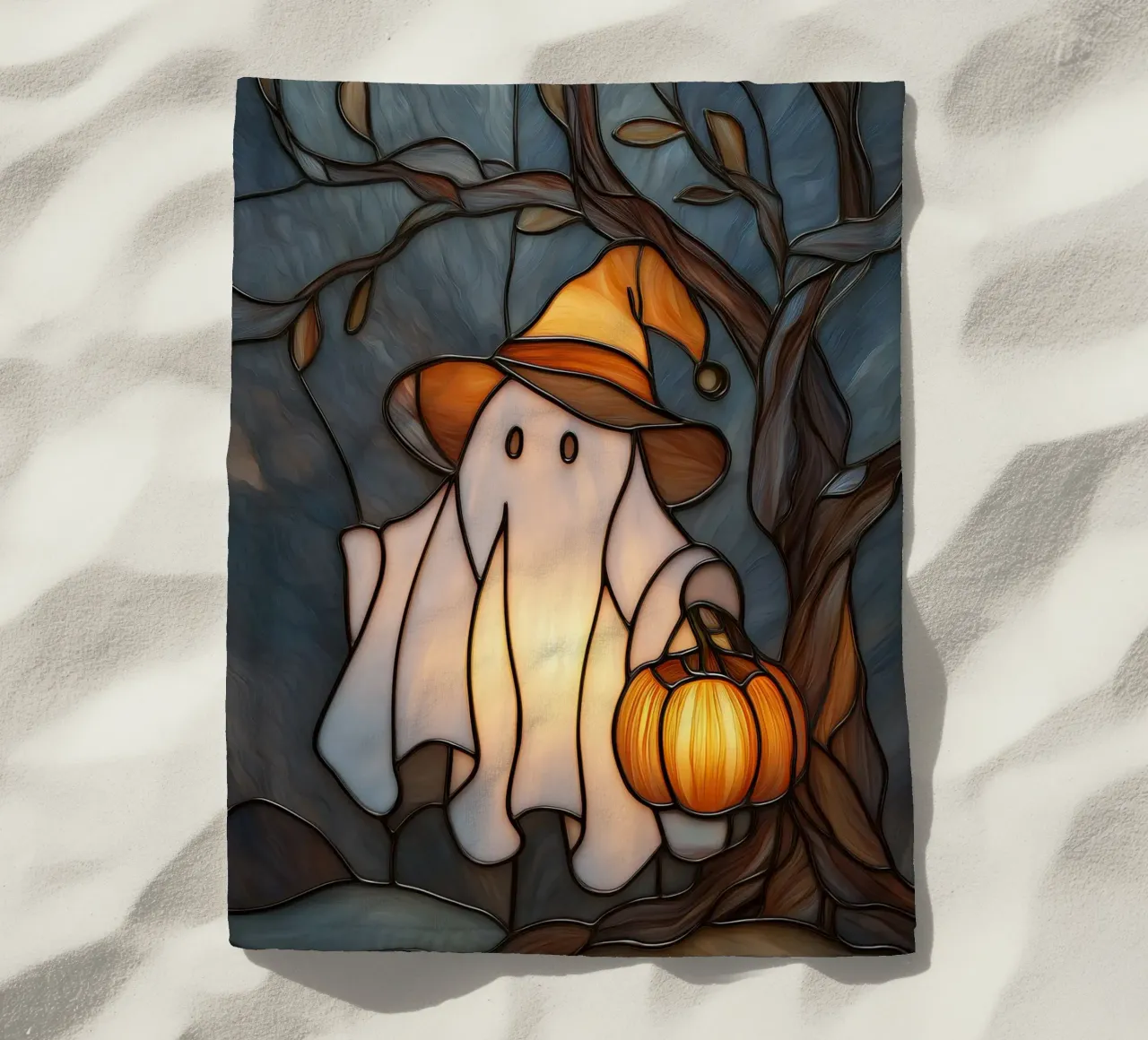 Fantasma di Halloween con lanterna di zucca telo mare da Fleur de Lys