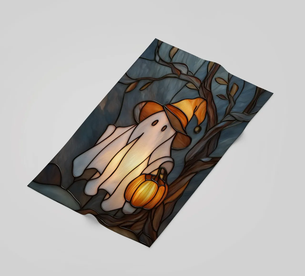 Fantasma di Halloween con lanterna di zucca telo mare da Fleur de Lys