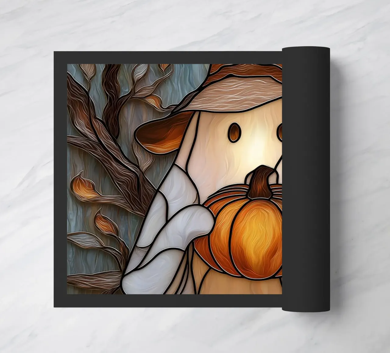 Fantasma di Halloween con lanterna di zucca zerbino da Fleur de Lys