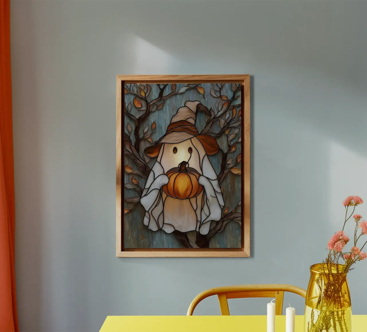Halloween Ghost with Pumpkin Lantern forex plate by Fleur de Lys