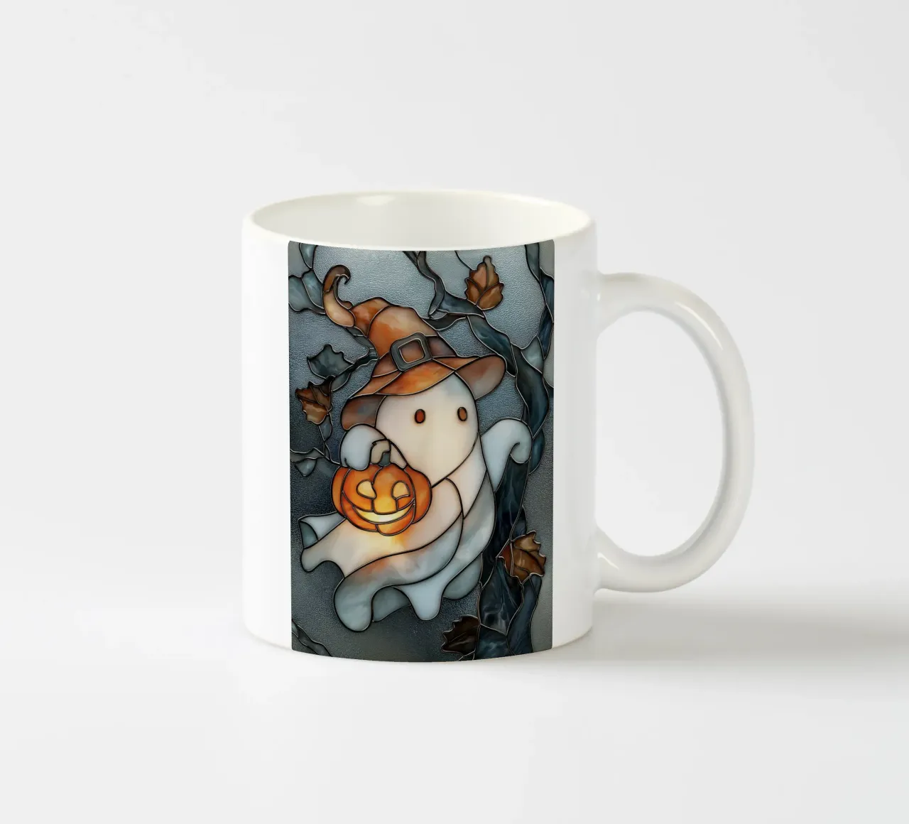 Fantasma di Halloween con lanterna di zucca tazza in ceramica da Fleur de Lys