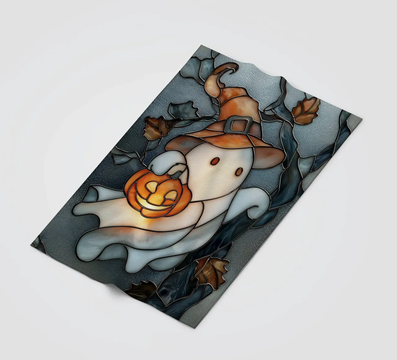 Fantasma di Halloween con lanterna di zucca coperta in pile da Fleur de Lys