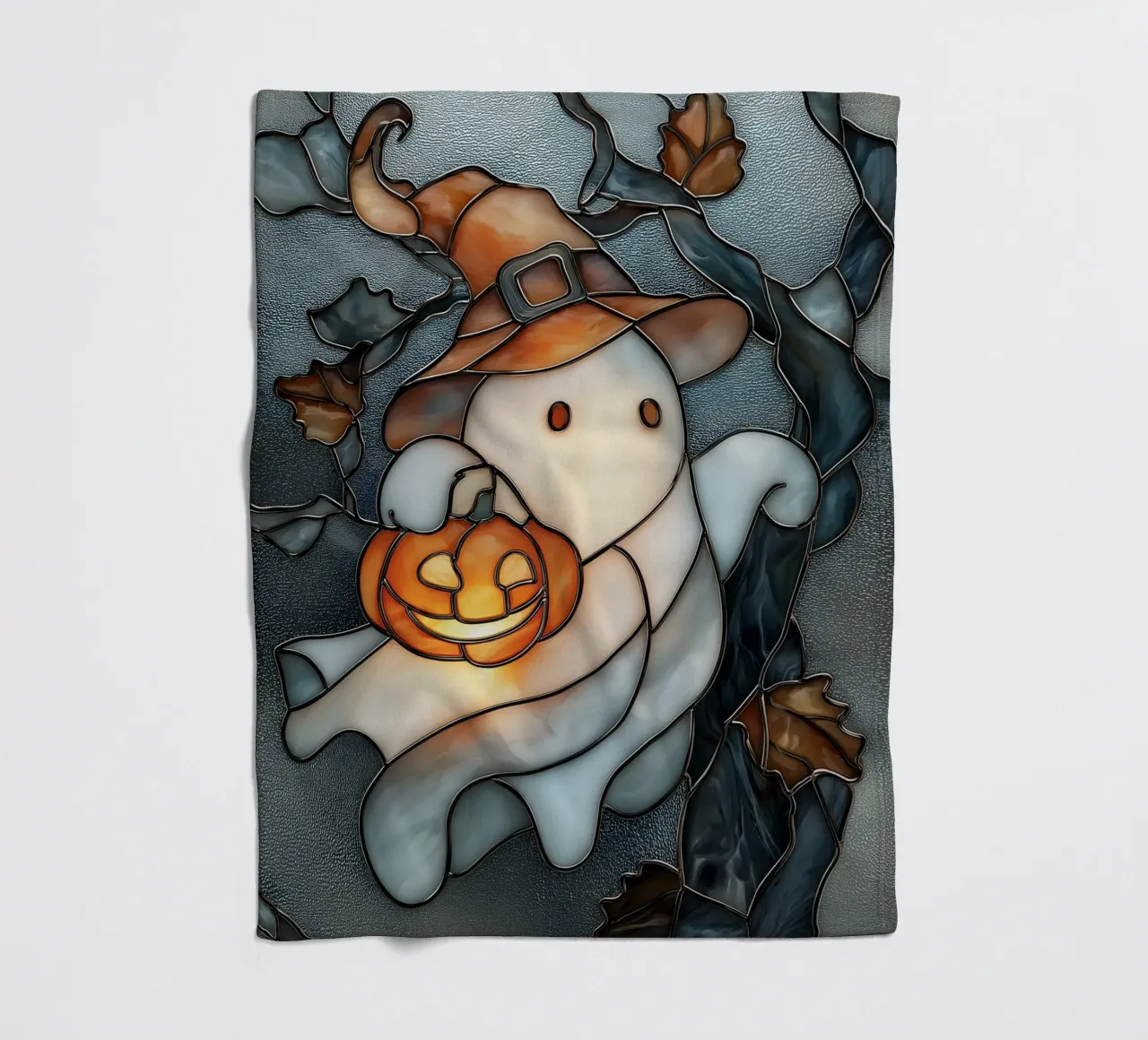 Fantasma di Halloween con lanterna di zucca coperta in pile da Fleur de Lys