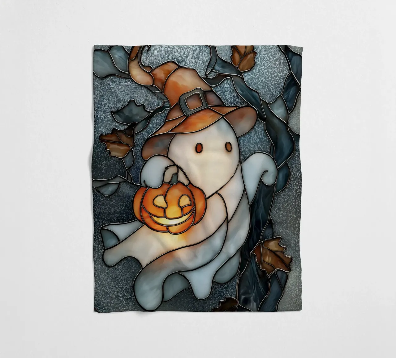 Fantasma di Halloween con lanterna di zucca coperta in pile da Fleur de Lys