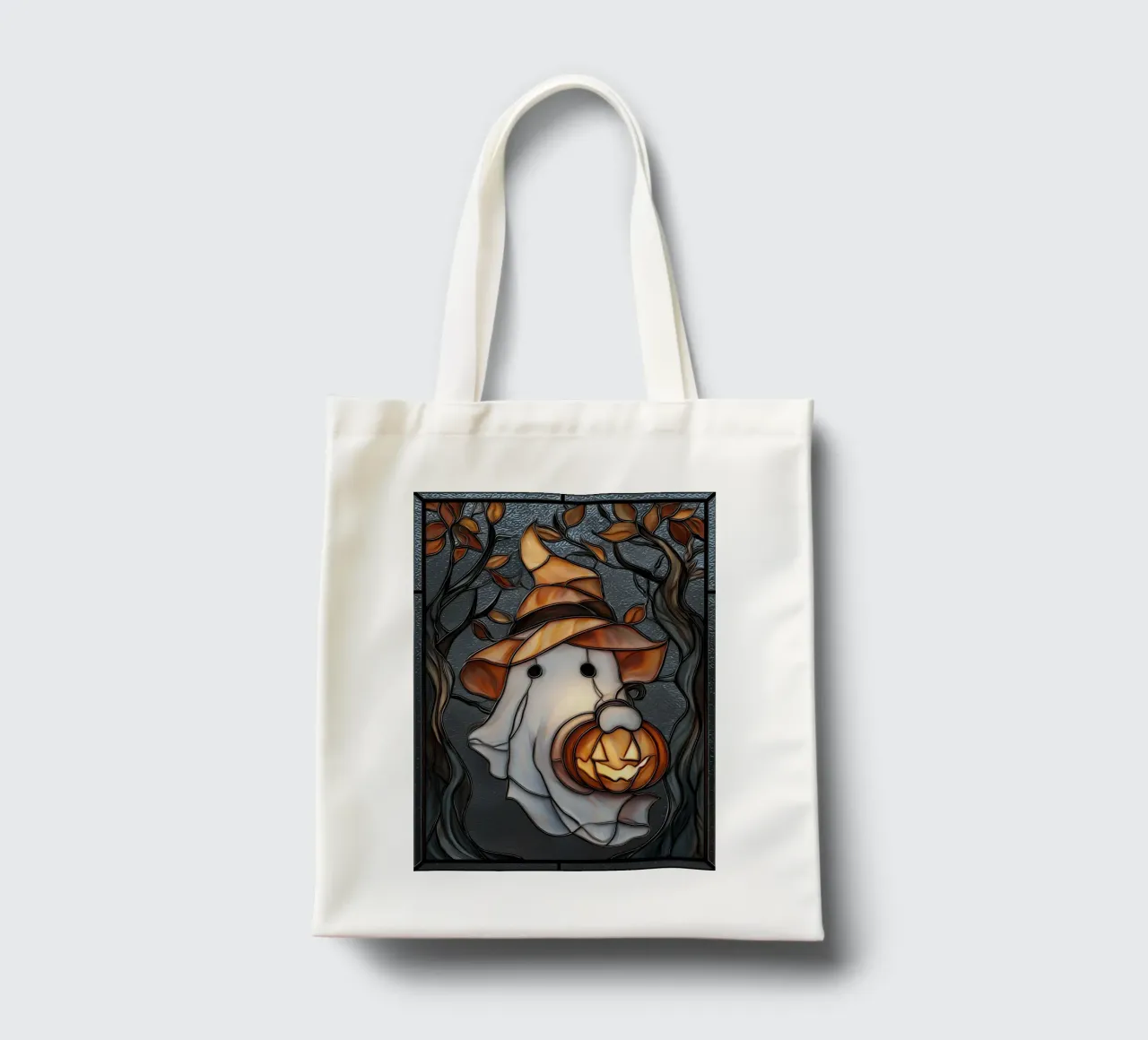 Fantasma di Halloween con lanterna di zucca borsa in juta da Fleur de Lys