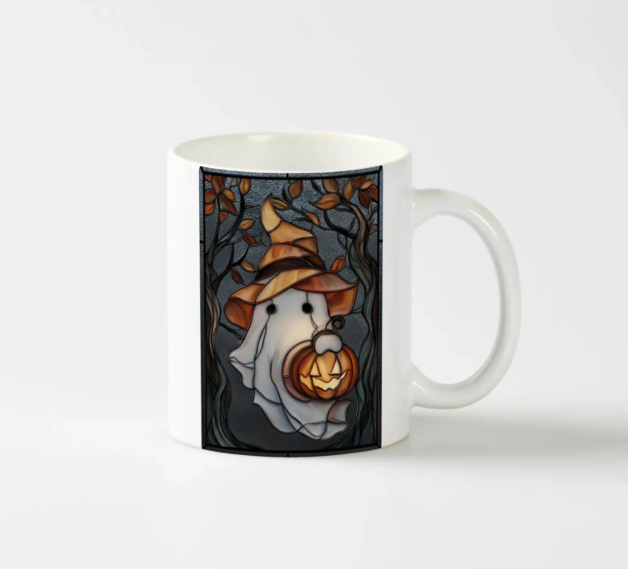 Fantasma di Halloween con lanterna di zucca tazza in ceramica da Fleur de Lys