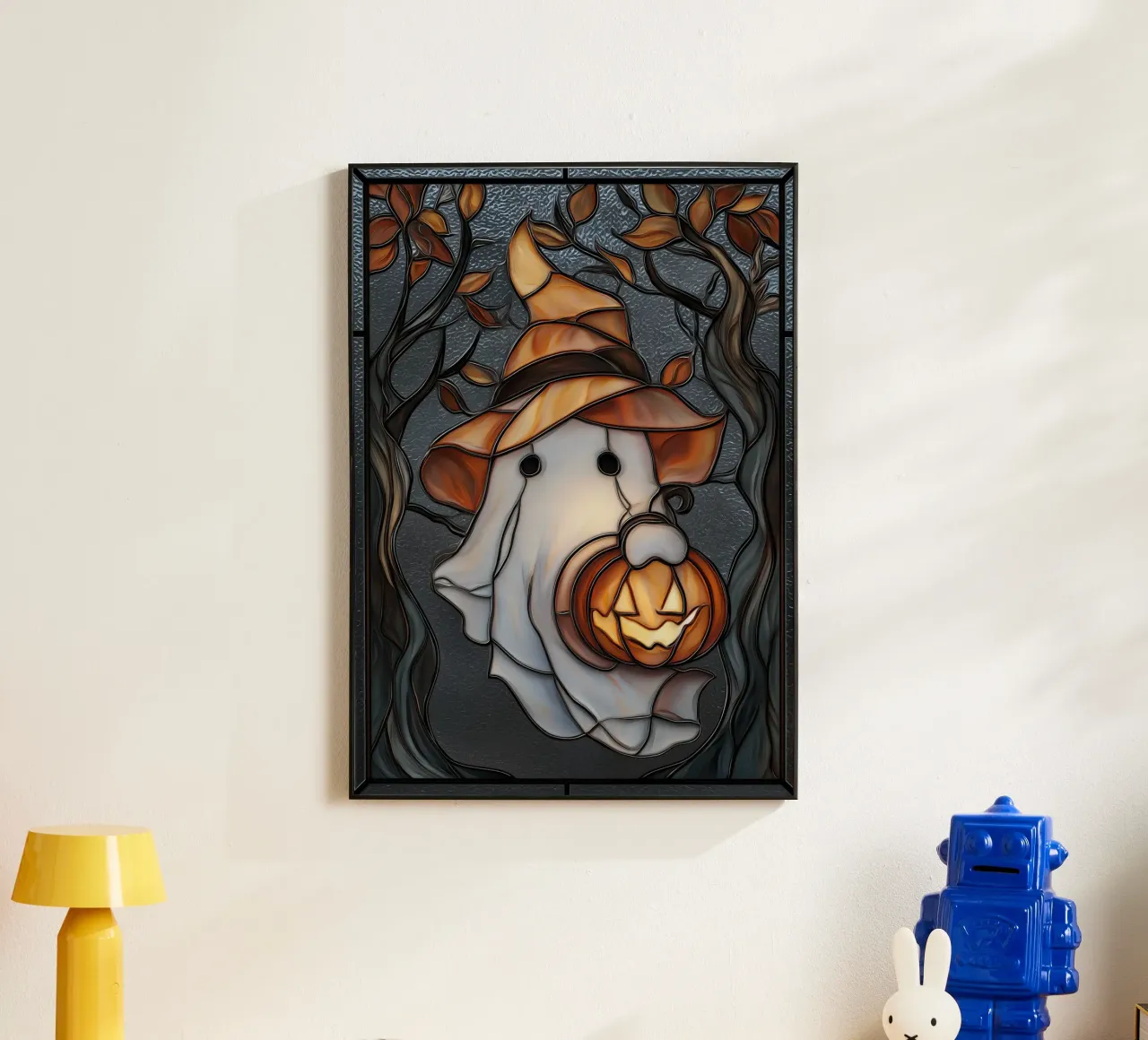 Fantasma di Halloween con lanterna di zucca alluminio dibond da Fleur de Lys