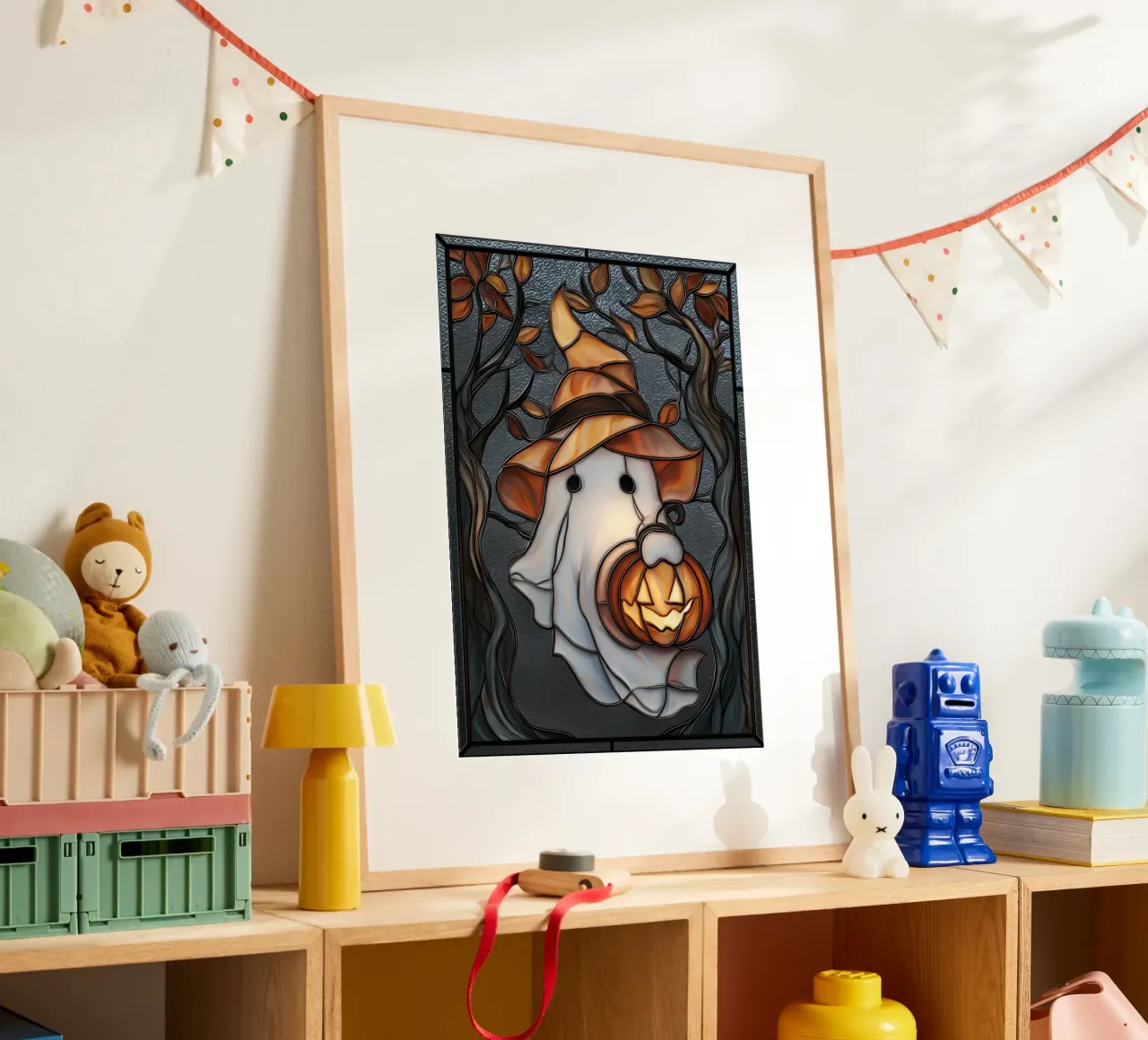Halloween spook met pompoen lantaarn hahnemühle van Fleur de Lys