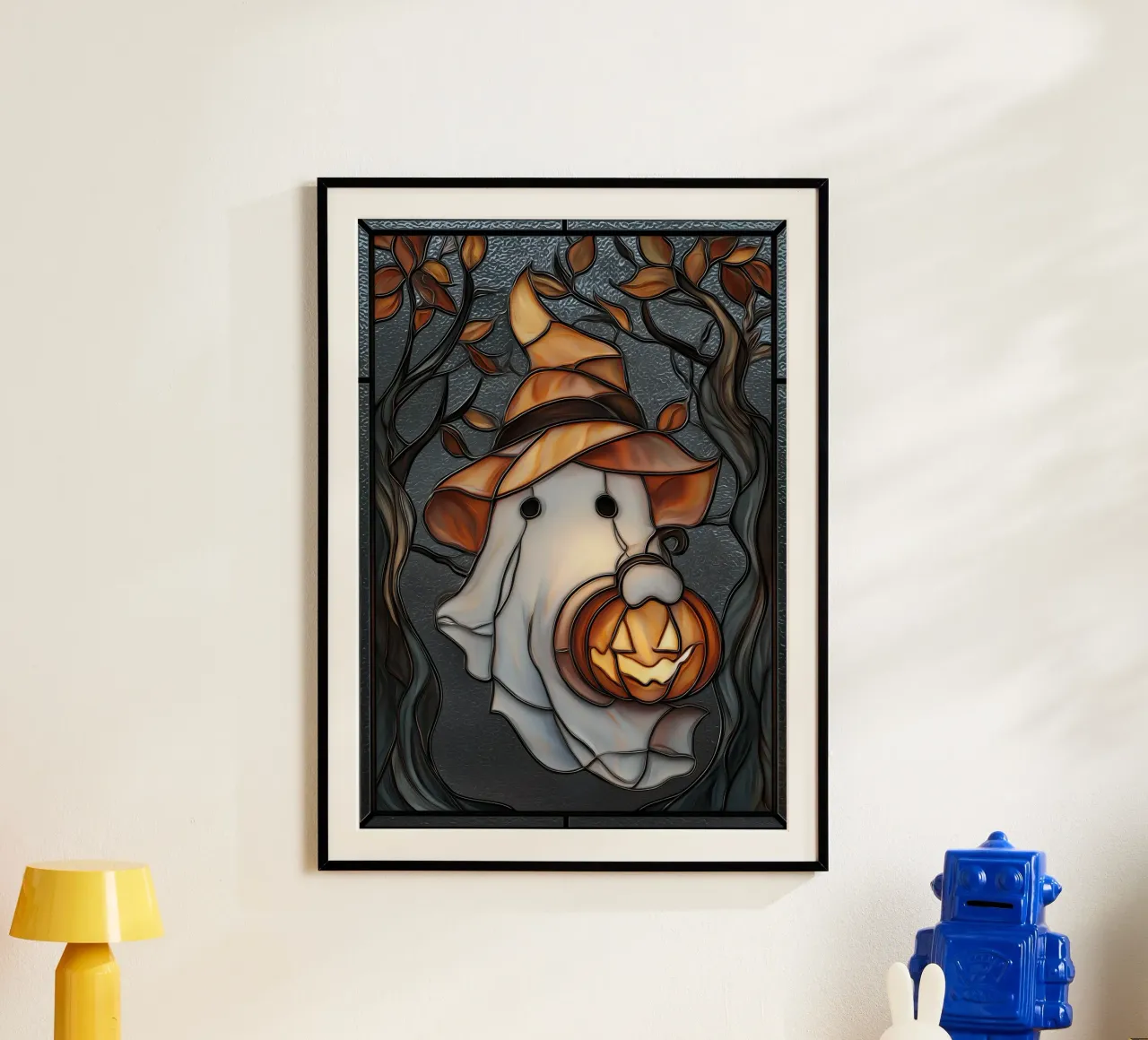 Halloween spook met pompoen lantaarn hahnemühle van Fleur de Lys