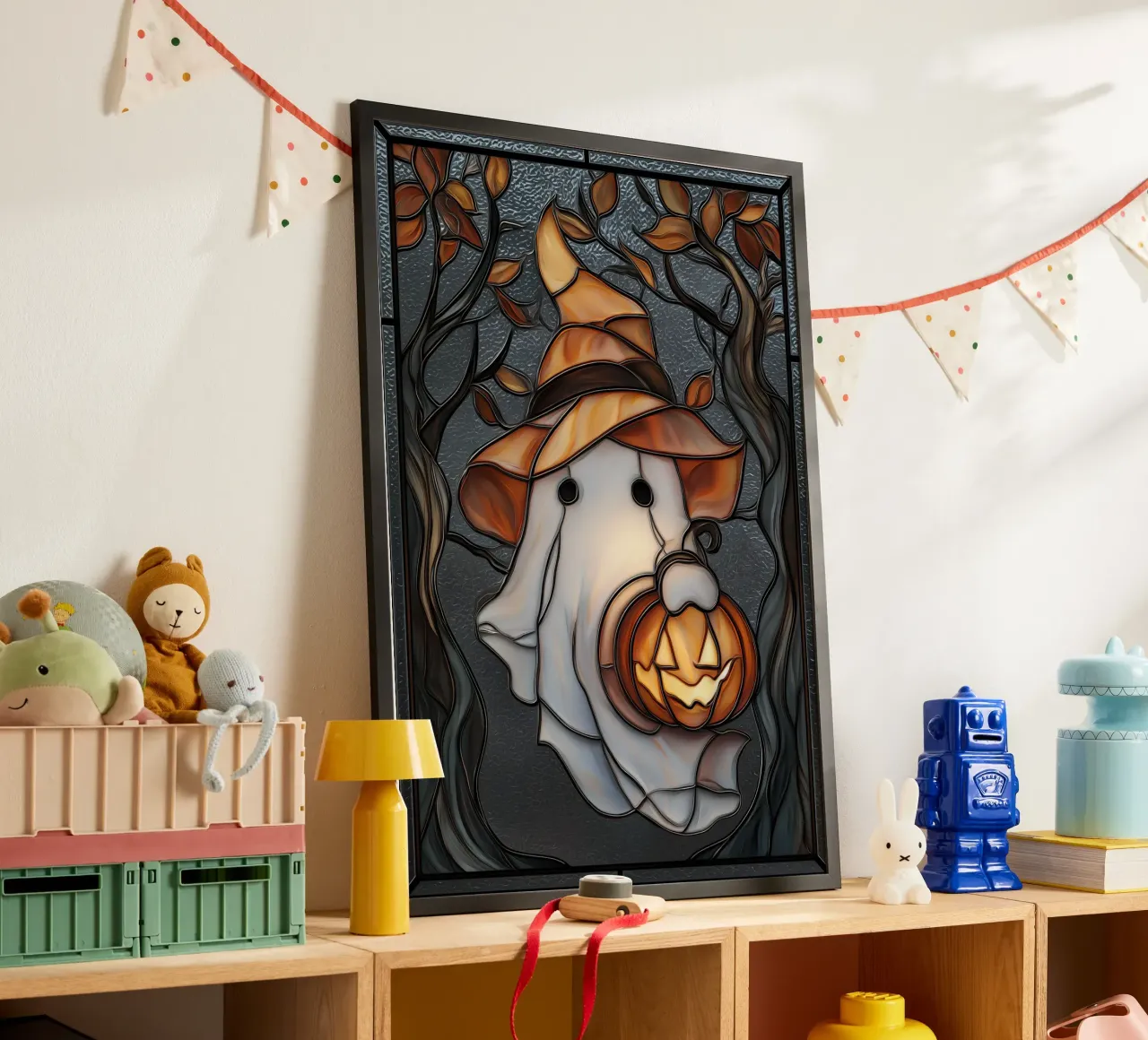Halloween spook met pompoen lantaarn hahnemühle van Fleur de Lys