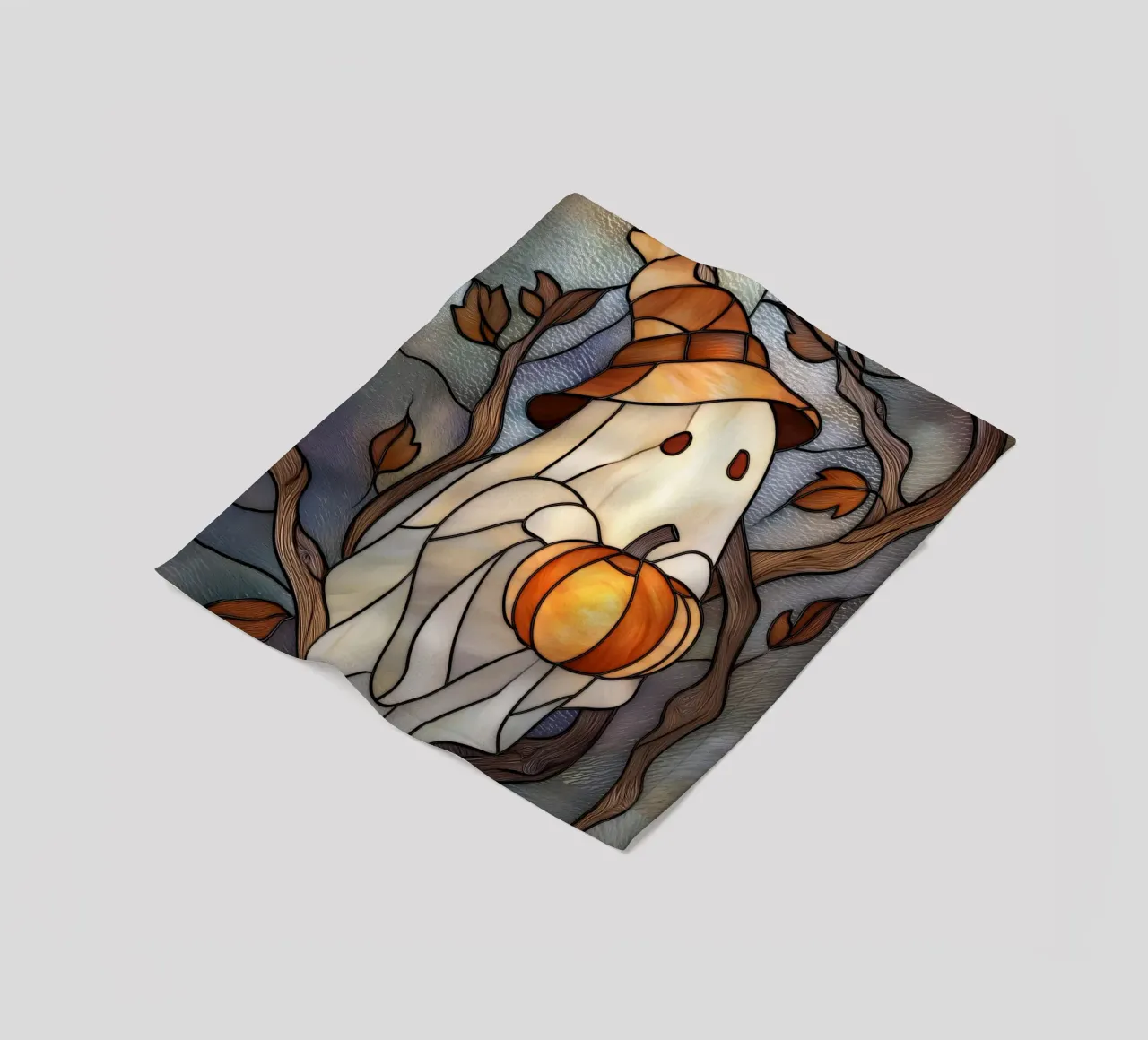 Fantasma di Halloween con lanterna di zucca coperta in pile da Fleur de Lys